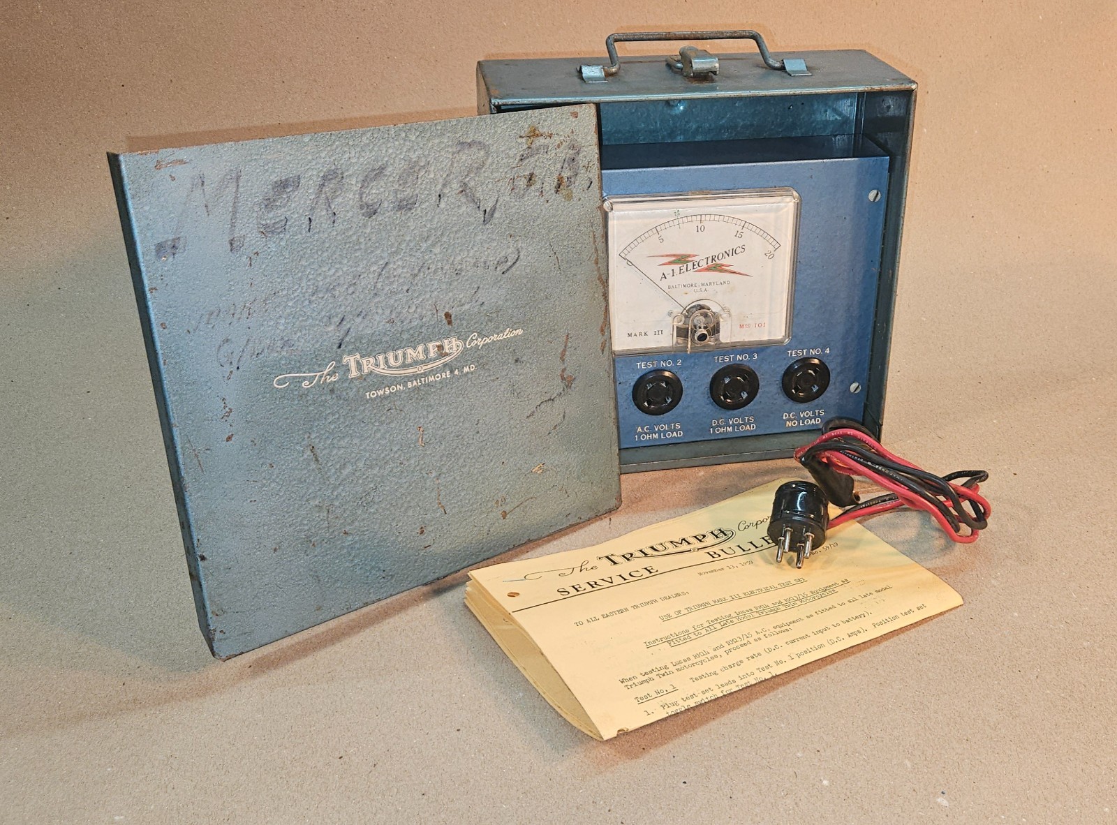 1950s Vintage Triumph Motorcycle Electrical Service Tester Factory Shop Tool OEM