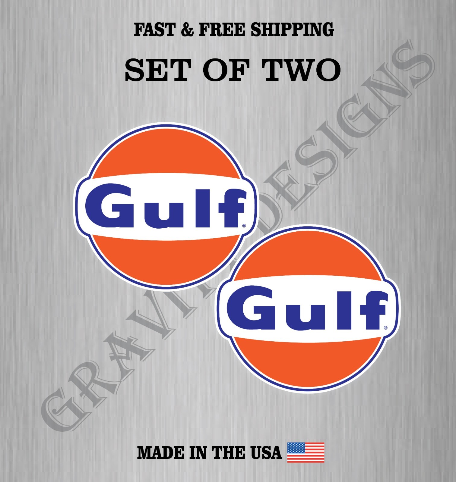 GULF OIL LOGO VINYL DECAL STICKER CAR TRUCK BUMPER GARAGE 4MIL BUBBLE FREE