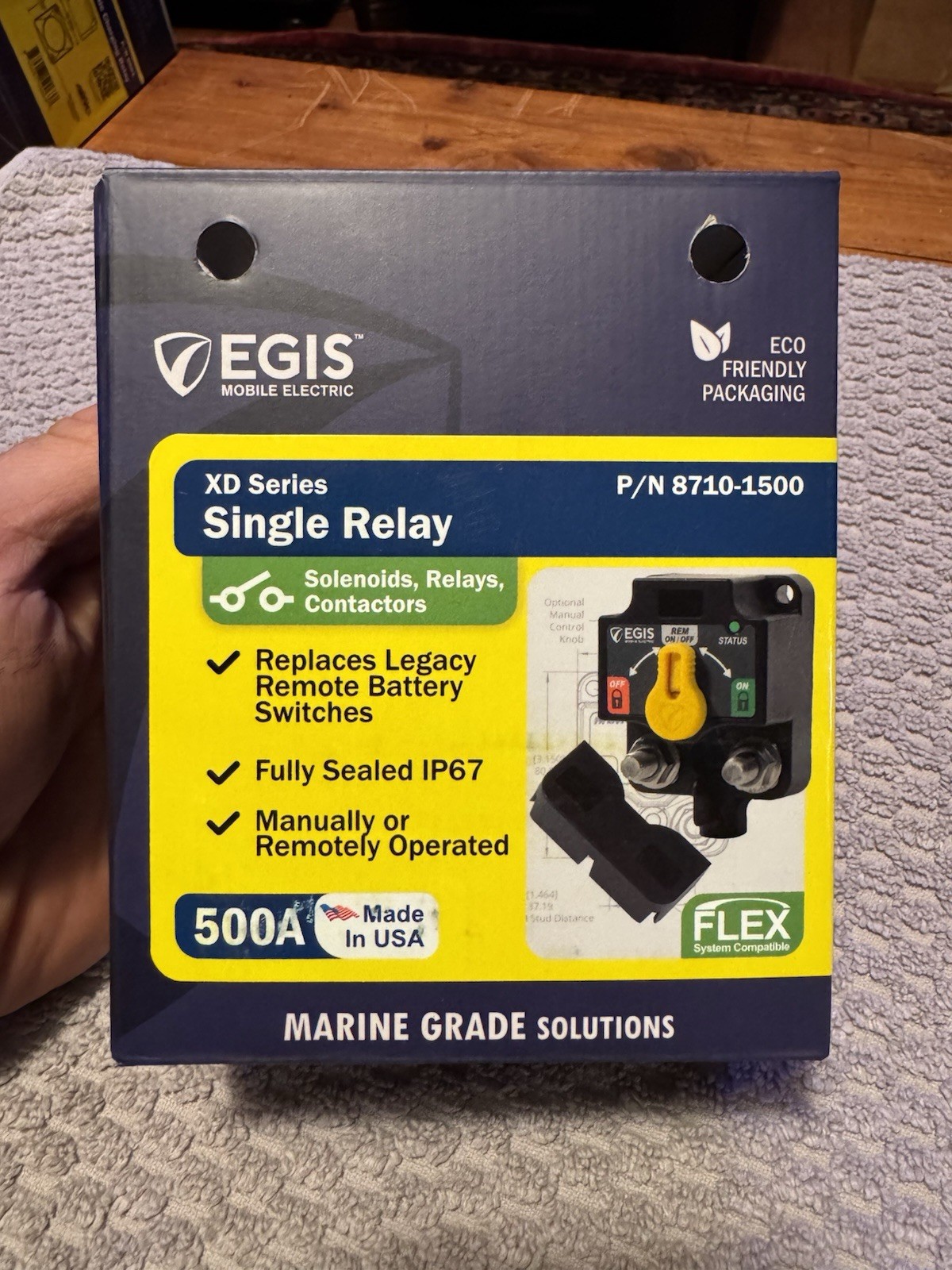 Egis Mobile 8710-1500 XD Series Single Relay Battery Switch 500A Marine - NEW