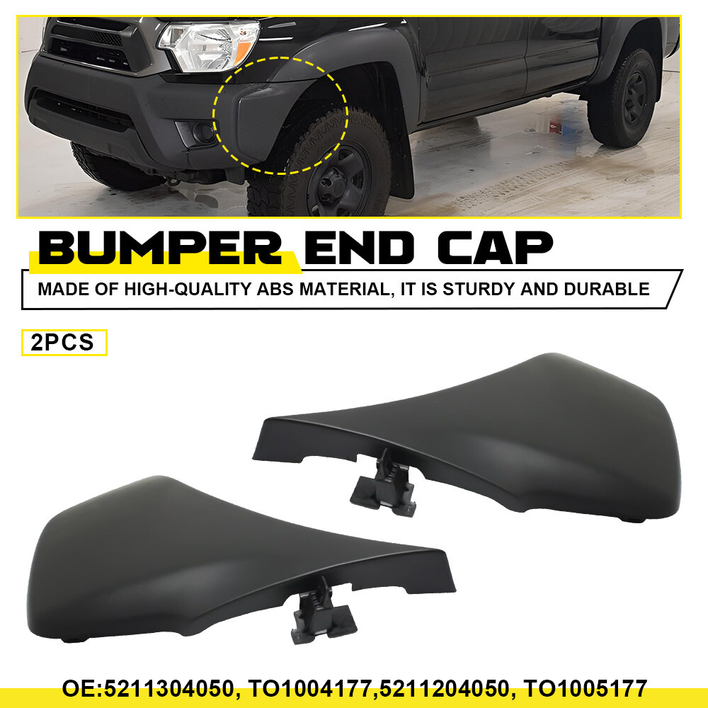 Pair Front Bumper End Covers Caps LH RH Side For 2012-2015 Toyota Tacoma Black