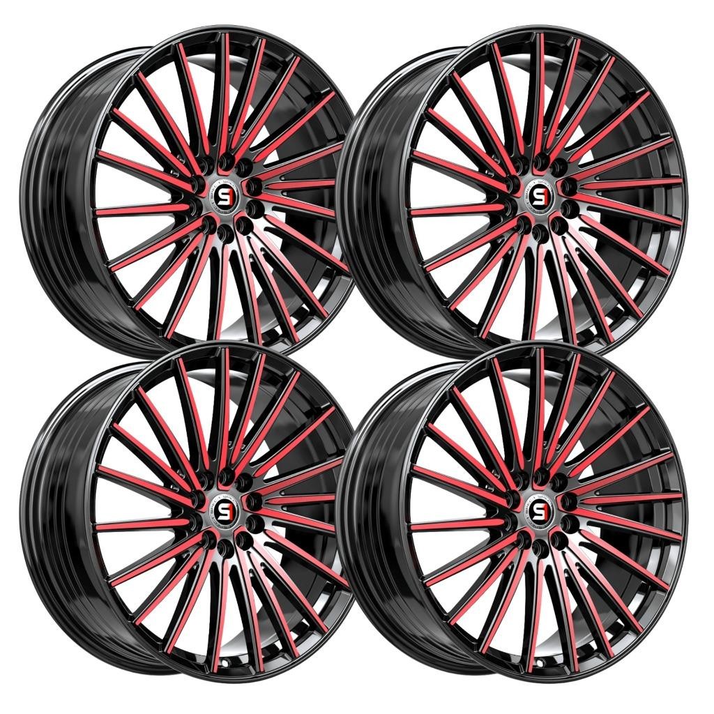 (Set-4) Spec-1 SP-68 17x7.5 5x110/5x114.3 42mm Black Red wheels rims 17 Inch