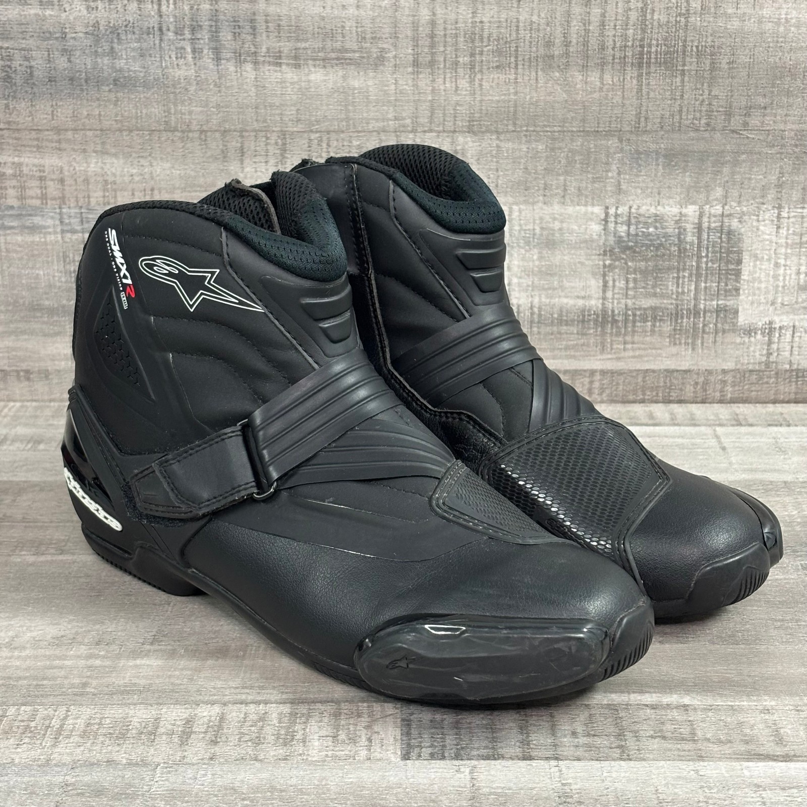 Alpinestars SMX-1 R V2 Mens Vented Leather Motorcycle Boots Black Size 11.5 - 46