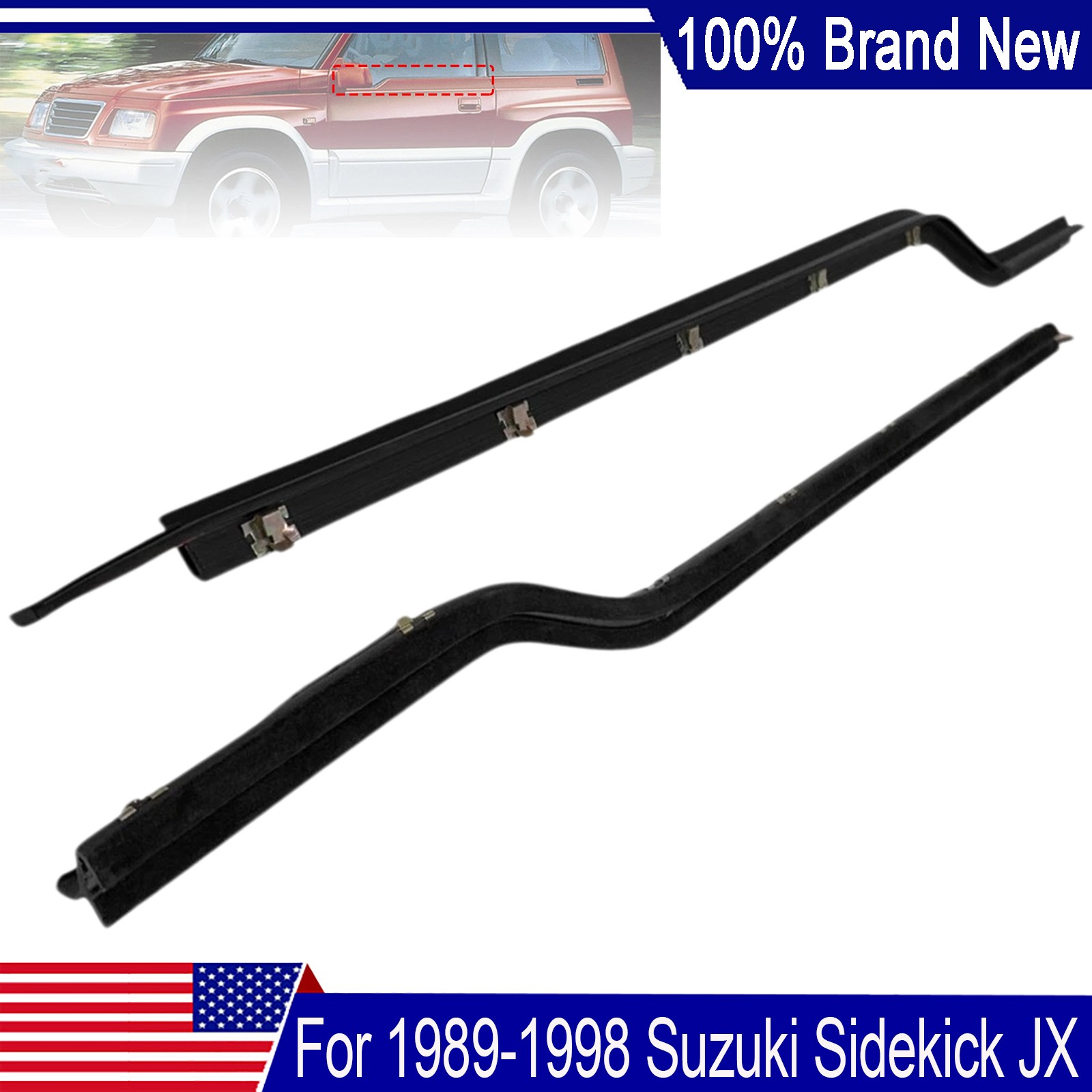Weatherstrip Door Belt Outer LH+RH For Suzuki Sidekick Chevrolet Tracker 1989-98