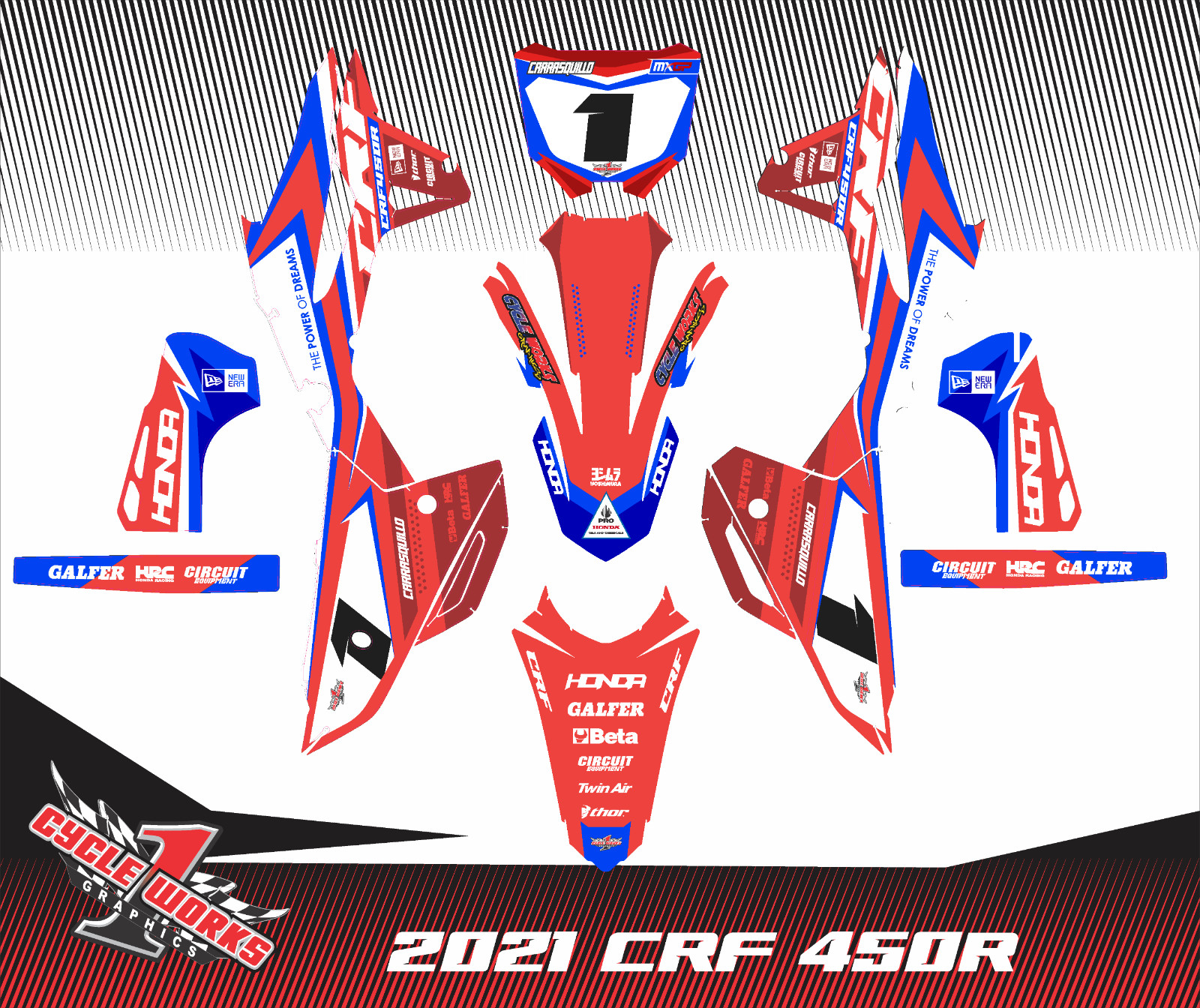 CRF 450R 21-23 CRF 250R 22-23 SEMI CUSTOM GRAPHICS KIT Imperial