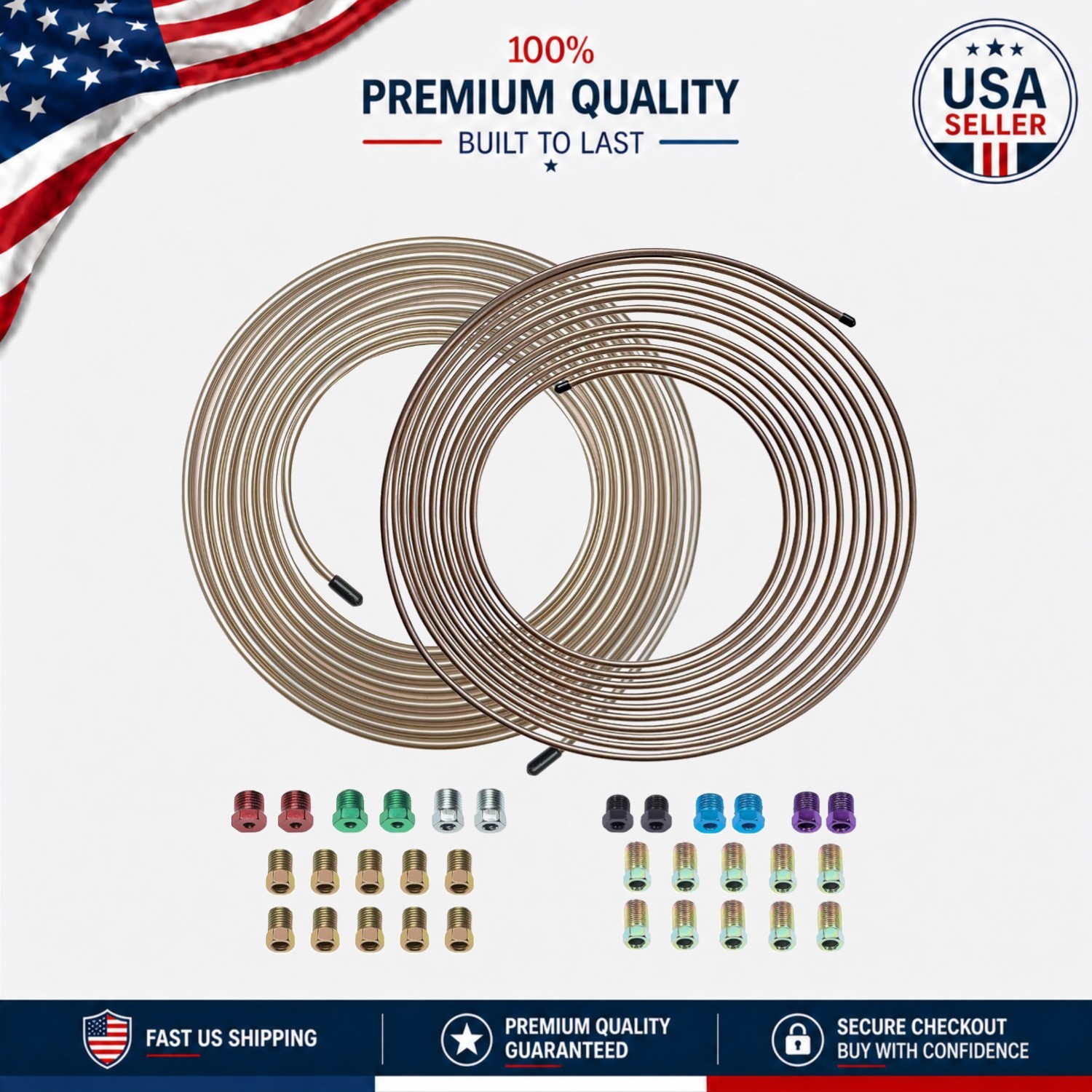 High-Quality 25ft Copper-Nickel Brake Line Kit & 32 Fittings for Superior Safety