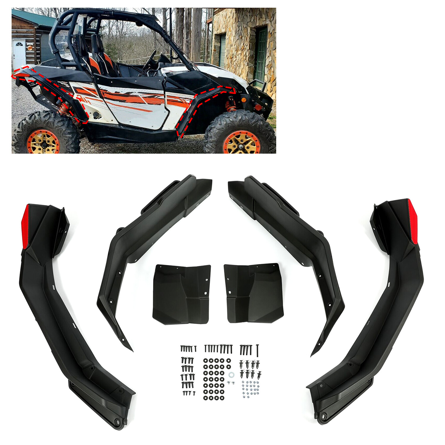 1 Set of Fender Flares For 2013-2016 CAN AM Maverick Max 1000/1000R #715001323