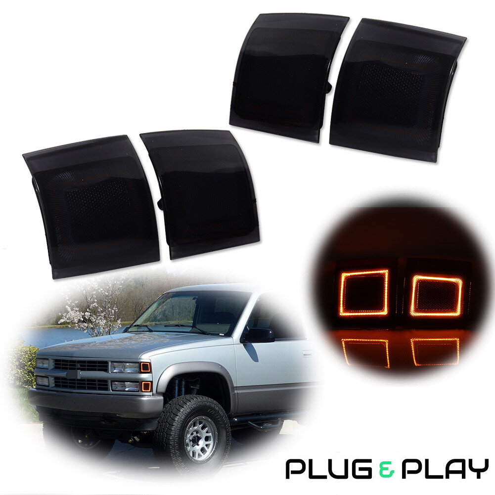 Smoke Amber LED Corner Side Marker Lights For Chevy C/K 1500 2500 3500 1994-1998