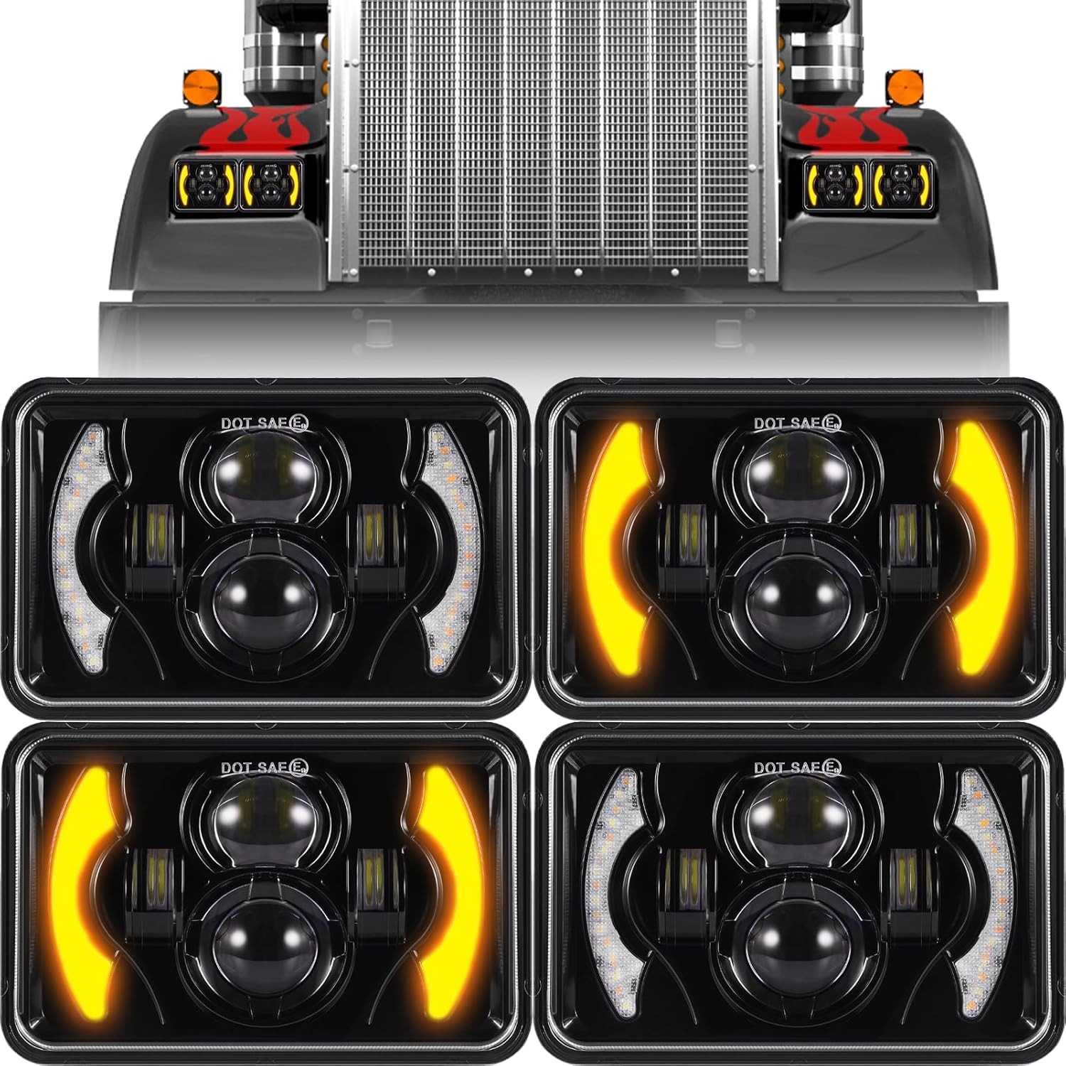 4x6 Inch LED Headlights 4x H4651 H4652 H4656 H4666 H6545 Lights 