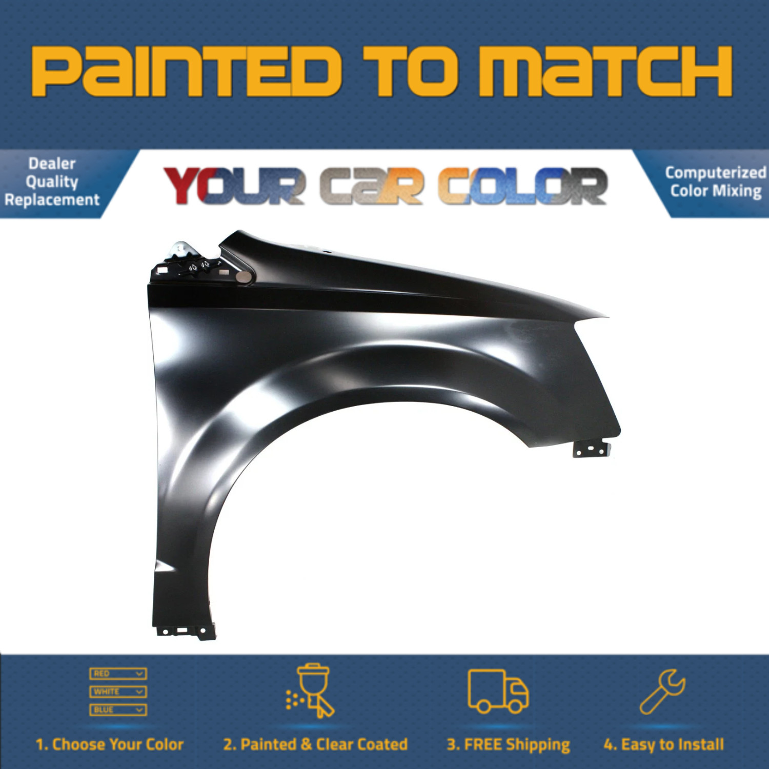For 2008-2016 CHRYSLER TOWN & COUNTRY, Right Fender;  w/o SL Hole Painted