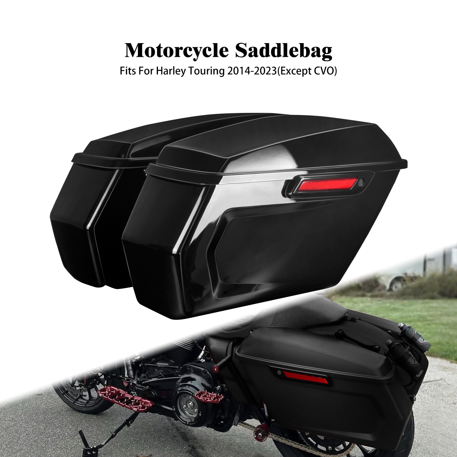 Motorcycle Hard Saddlebags Side Bag w/ Black Latch For Harley Touring Road Glide