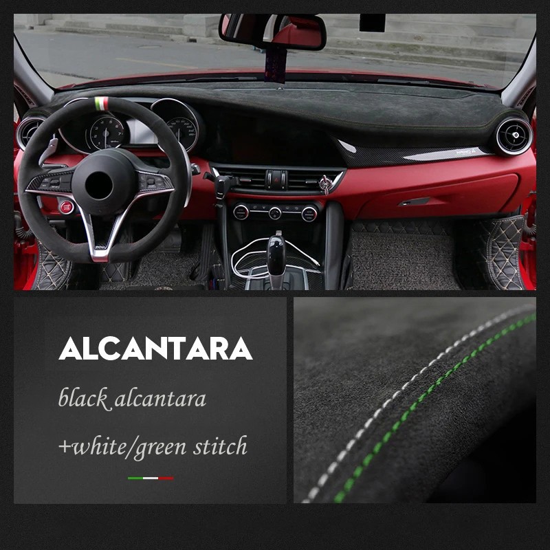 DIY Alcantara Car Dashboard Cover Wrap for Alfa Romeo Giulia 16-19 two stitch