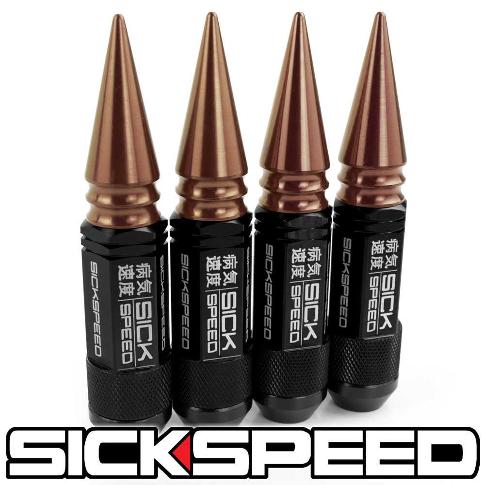 SICKSPEED 20PC BLACK W BRONZE SPIKED ALUMINUM 108MM 3 PC LUG NUTS 12X1.5 L17