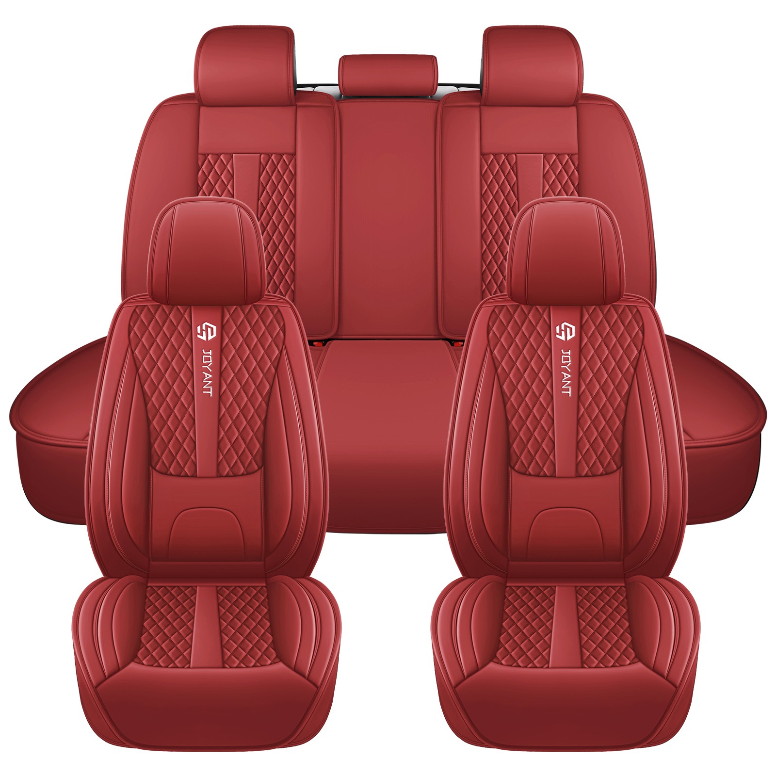 Luxury Nappa Leather Car Seat Covers with Lumbar Support Full Set Universal Fit