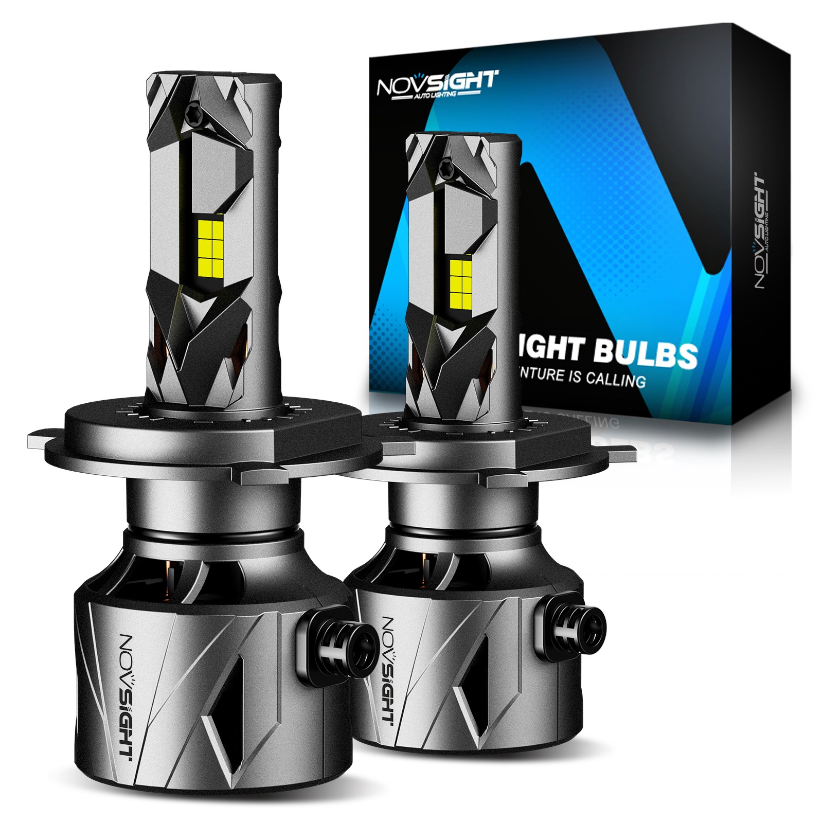 2pcs H4 LED Headlight Bulbs 240W 60000LM Hi-Lo Beam 6500K Super Bright NOVSIGHT