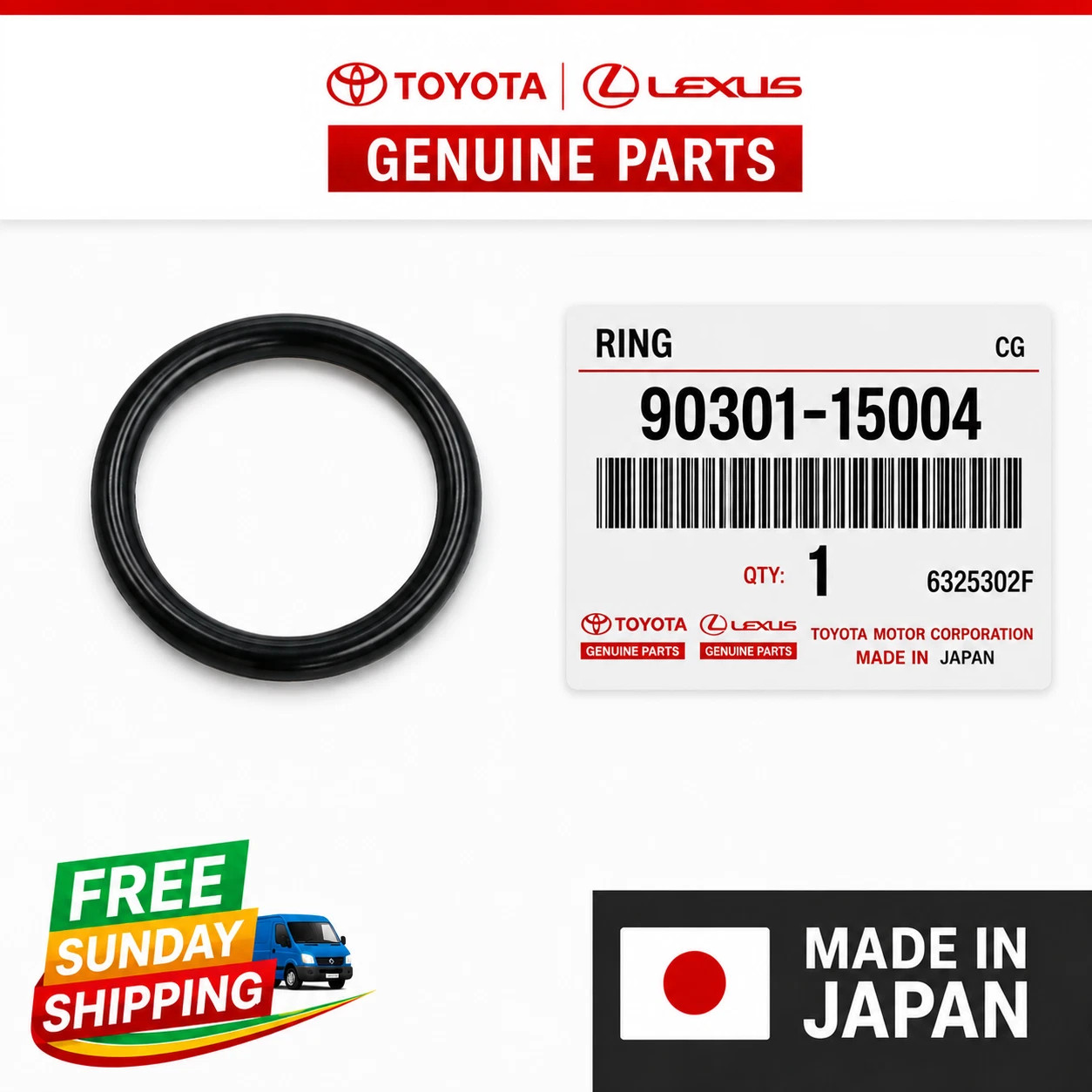 New Genuine Toyota O-Ring Seal Gasket  90301-15004 OEM 9030115004