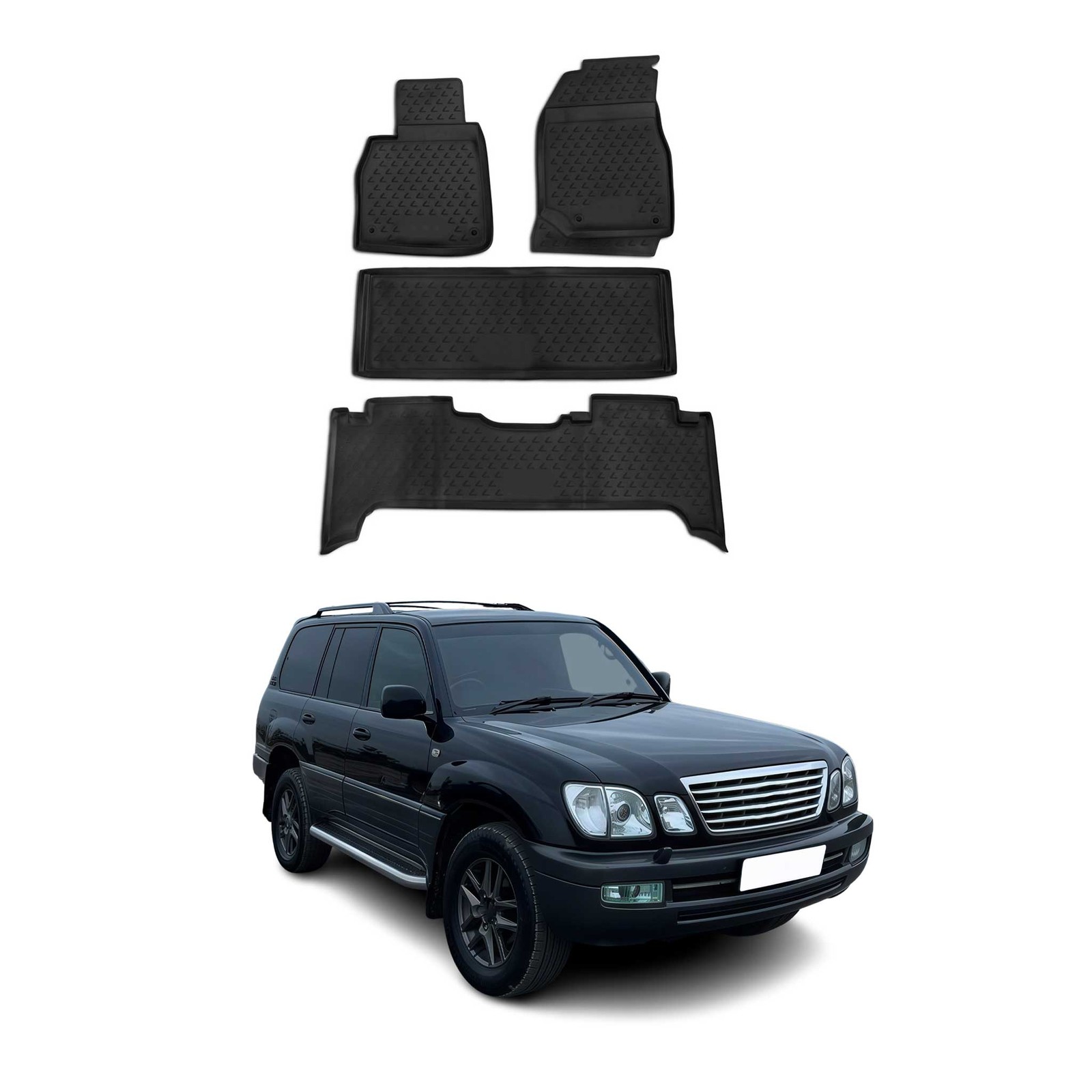 OMAC Floor Mats Liner for Lexus LX 470 1998-2007 Black TPE All-Weather 4 Pcs