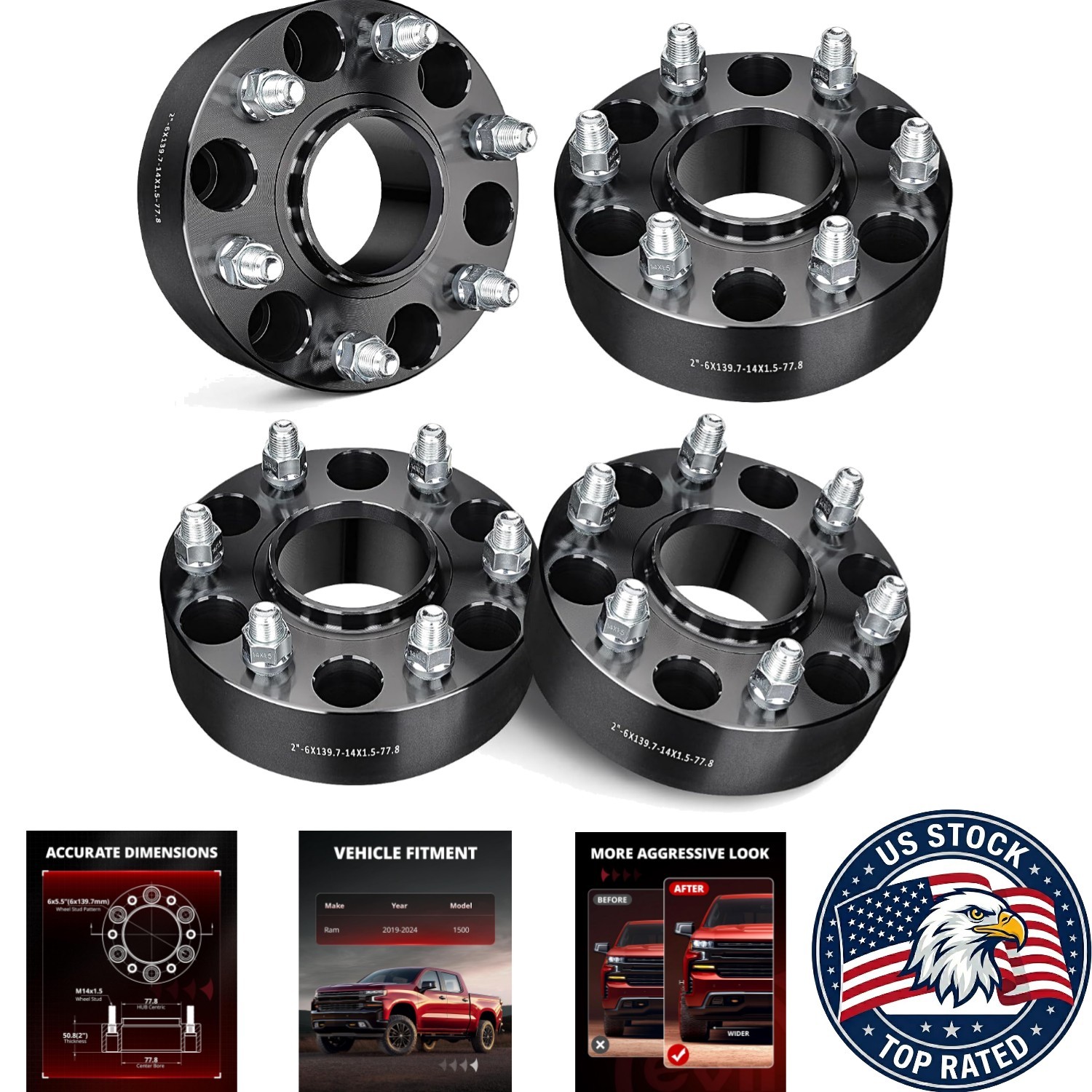 2 Inch Hubcentric Wheel Spacers for Dodge Ram 1500 - Precision Engineered