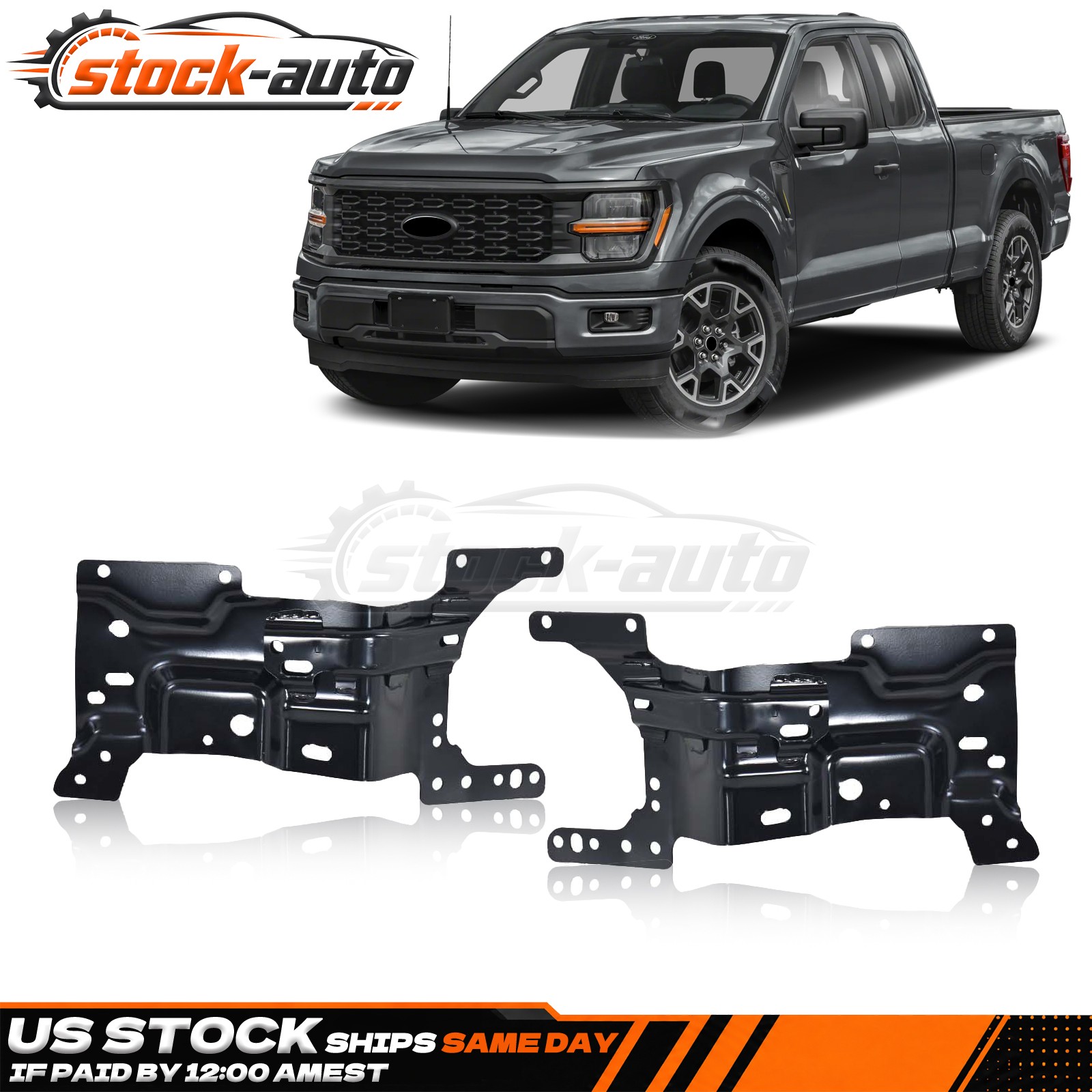 For 2024 2025 Ford F-150 F150 2x Front Side Steel  Bumper Bracket Mounting Plate