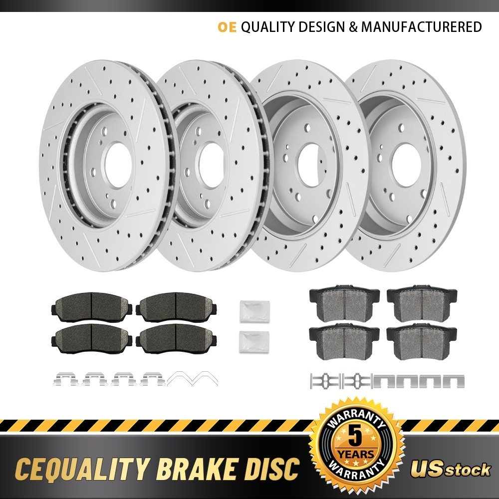 AWD Front & Rear Drilled Rotors Ceramic Brake Pads Kit for 2007-2012 Acura RDX