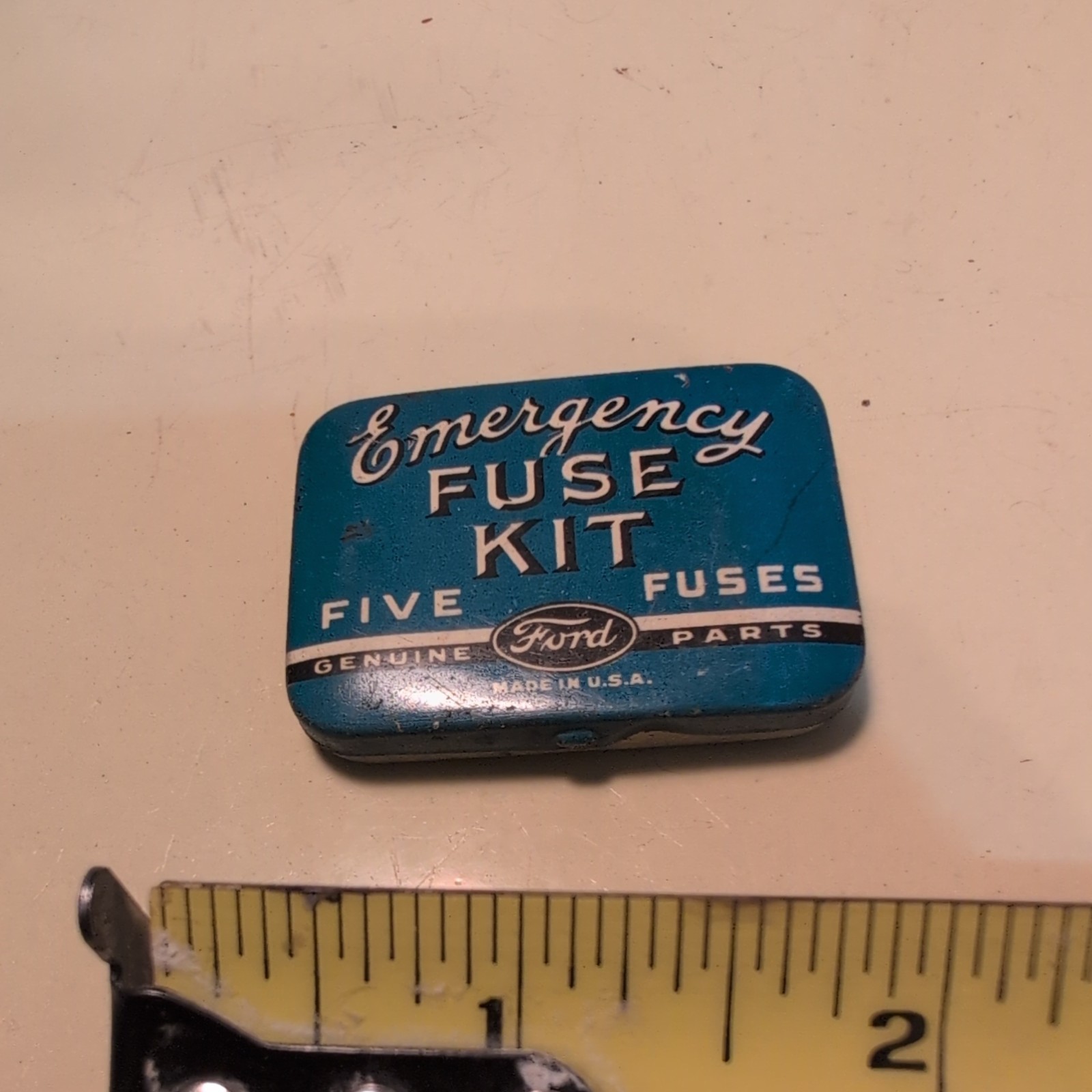 Vintage Ford Emergency Fuse kit Box with 5 Glass Fuses Genuine NOS ratrod 