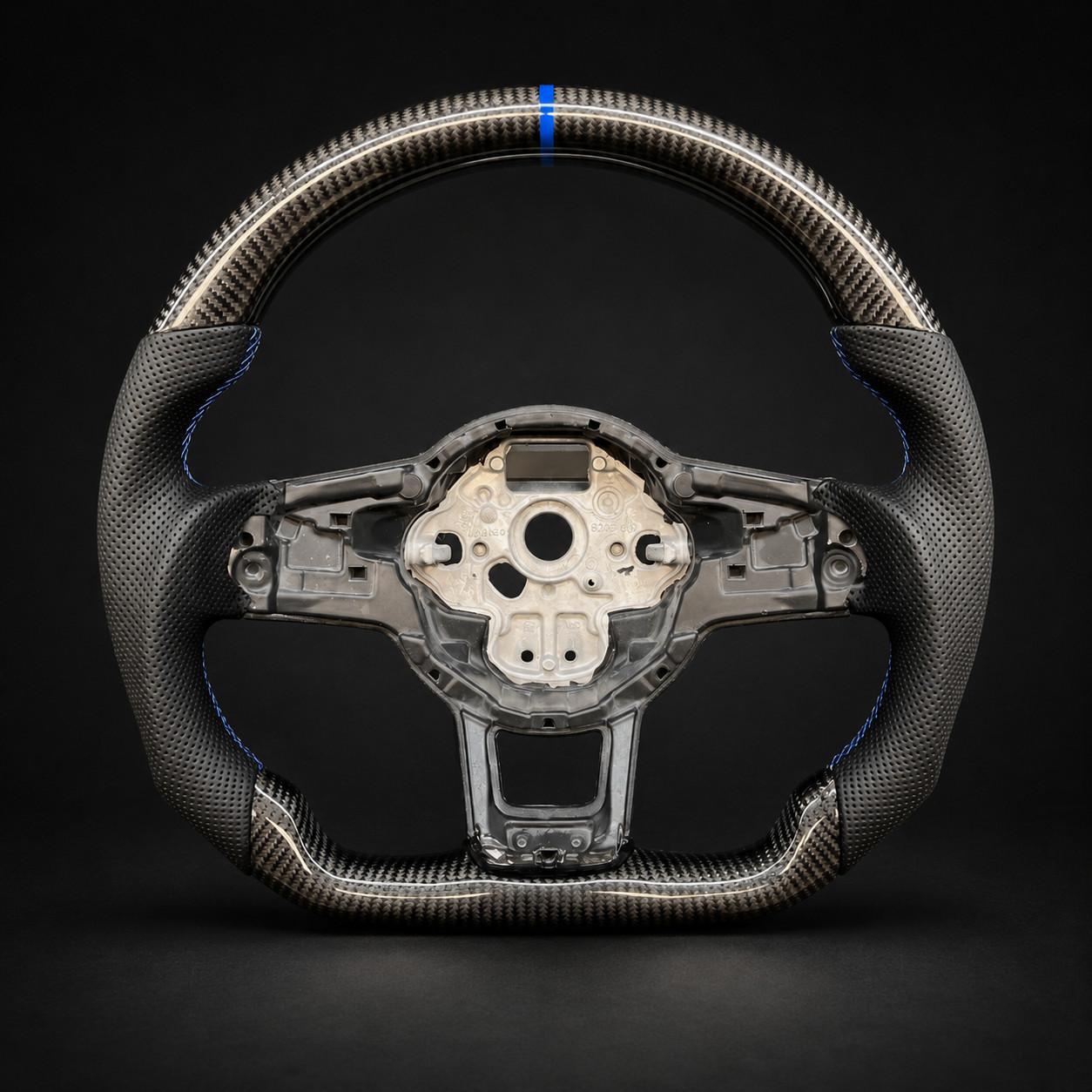 PUREYEMAN Carbon Fiber Steering Wheel for VW Golf R MK7 MK7.5 Blue-line GT 15-20