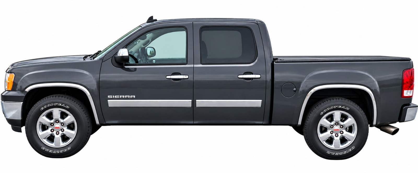 for:2007-2013 GMC Sierra Stainless Fender Trim Wheel Well Flare Lip 4Pc 1 3/4