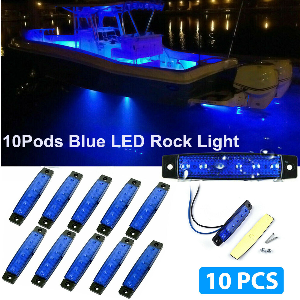 10 Blue LED Pods Rock Underbody Wheel Lights For Jeep Offroad Truck UTV ATV Boat 10 Blue LED Pods Rock Underbody Wheel Lights For Jeep Offroad Truck UTV ATV Boat