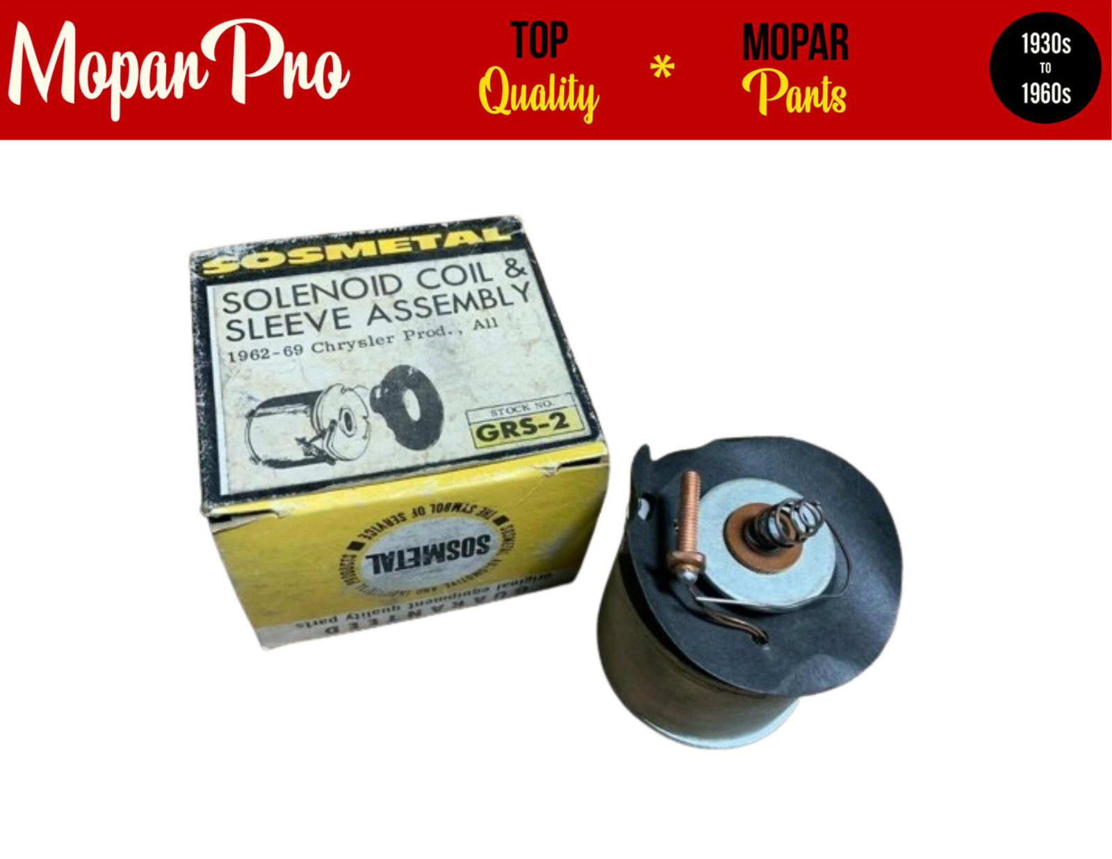 NOS 1962-1969 PLYMOUTH DODGE CHRYSLER SOSMETAL SOLENOID COIL & SLEEVE ASSEMBLY 