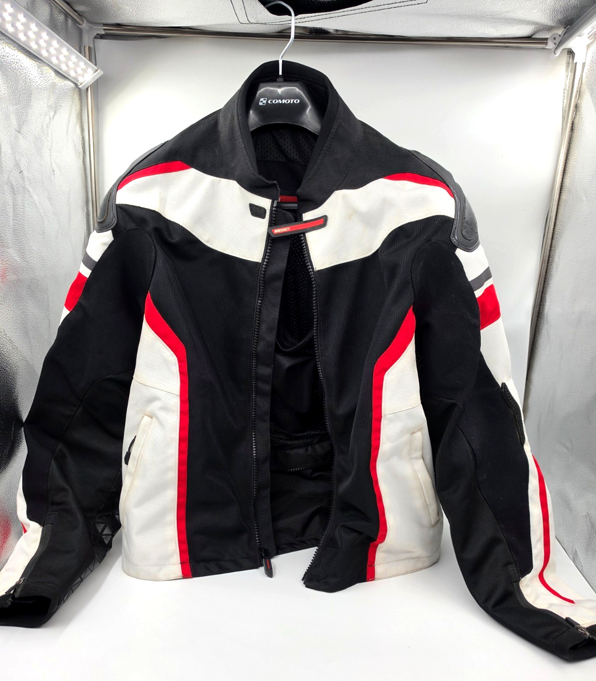 SEDICI Motorcycle Jacket Men's XL White, Black & Red Riding Jacket  - No Armor