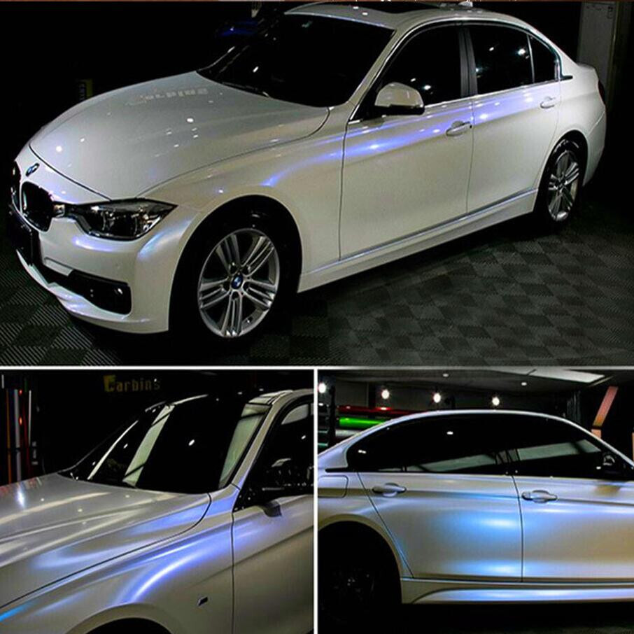 Whole Car Wrap 50FT x 5FT Gloss Pearl White Blue Chameleon Vinyl Film Sticker US