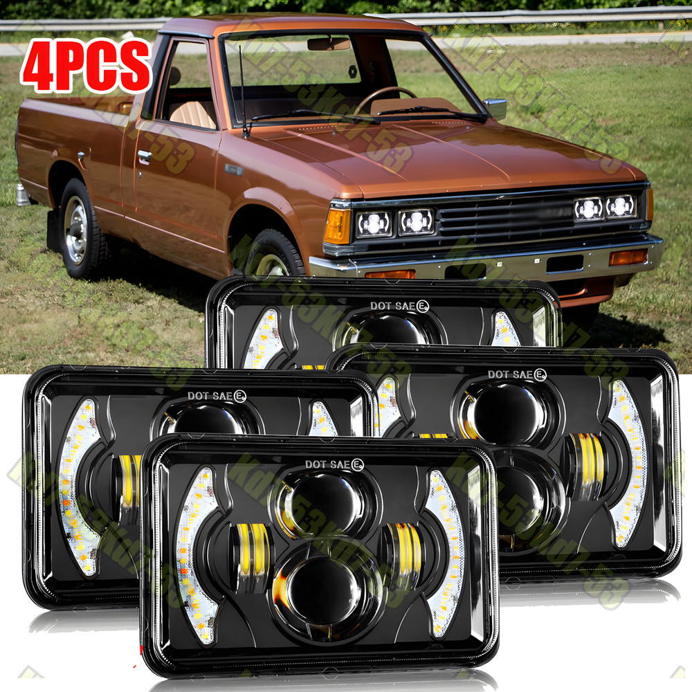 4PCS 4x6\'\' LED Headlights High-Low Beam W/DRL For 1983-1986 Nissan 720 DOT NEW