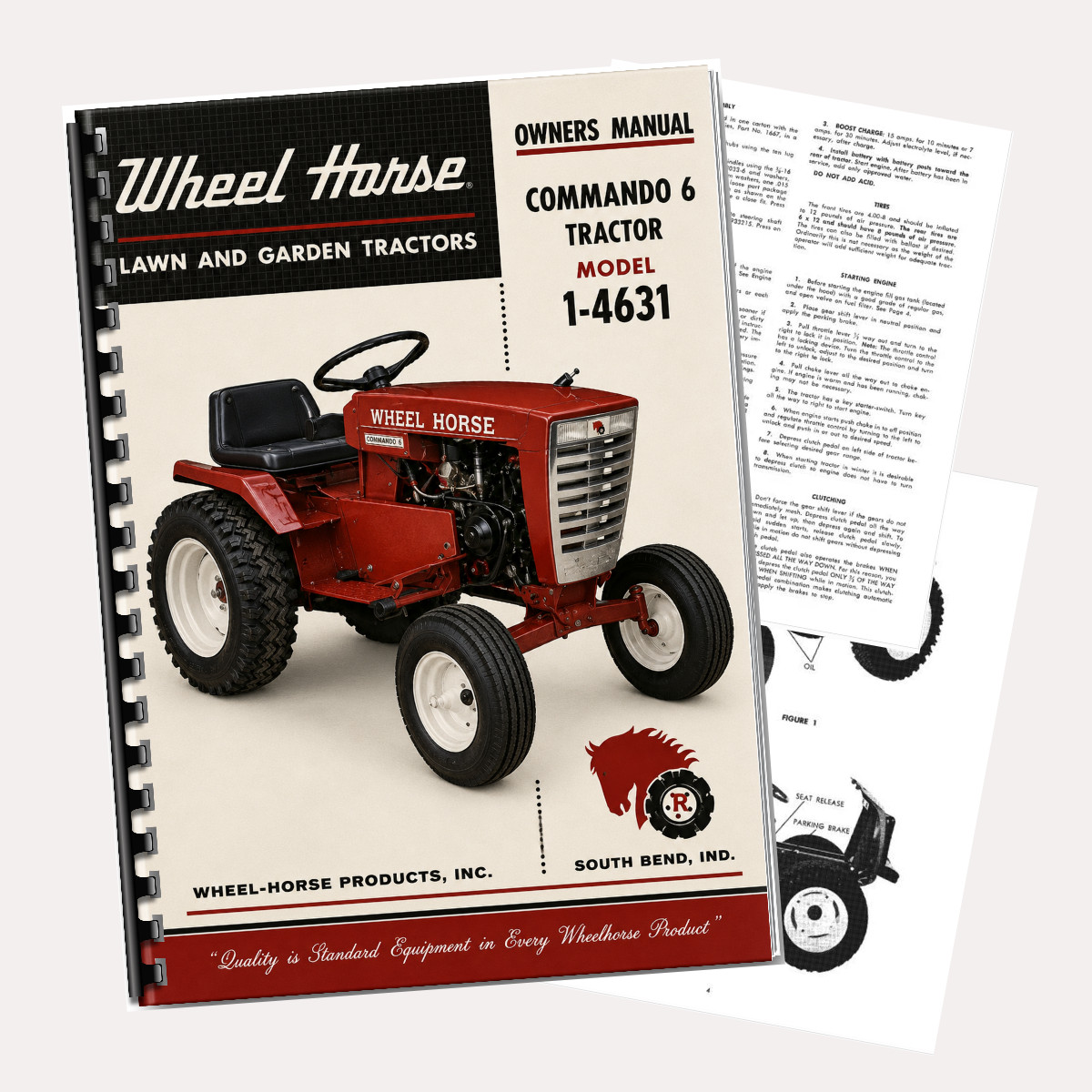 Wheel Horse Commando 6 Model 1-4631 Lawn Garden Tractor Owners Manual 12 Pages