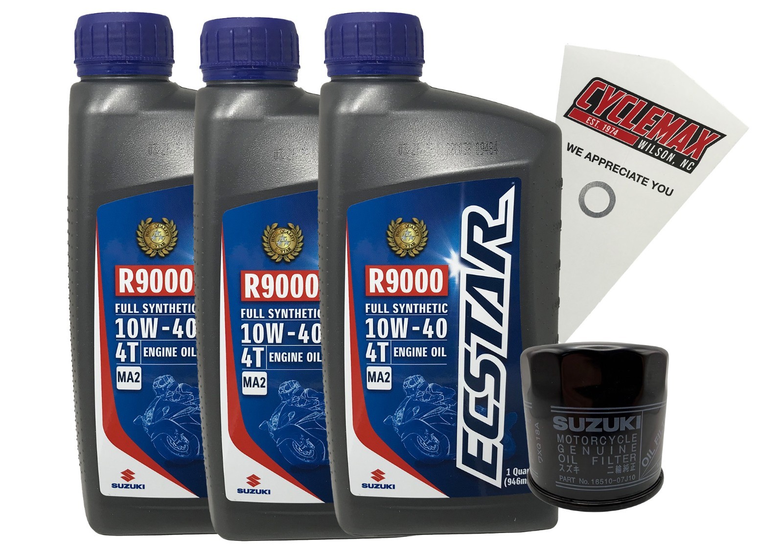 OEM 2001-2021 Suzuki GSX-R600 10w-40 Full Synthetic Oil Change Kit OEM 2001-2021 Suzuki GSX-R600 10w-40 Full Synthetic Oil Change Kit