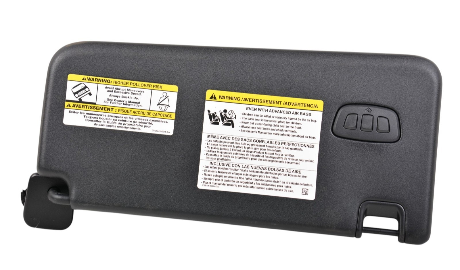OEM 2021-2026 Ford Bronco Driver Sun Visor w/ Homelink Black M2DB-S04101-CF319W