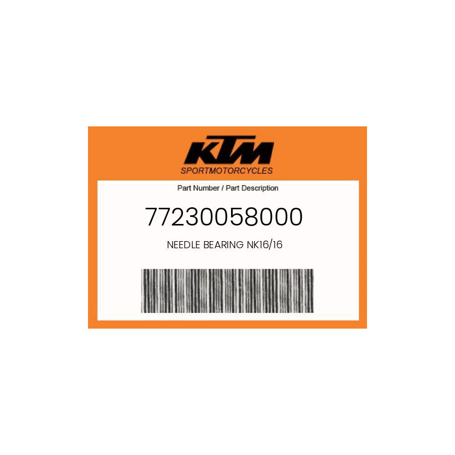KTM Genuine Needle Bearing Nk16/16 - 77230058000