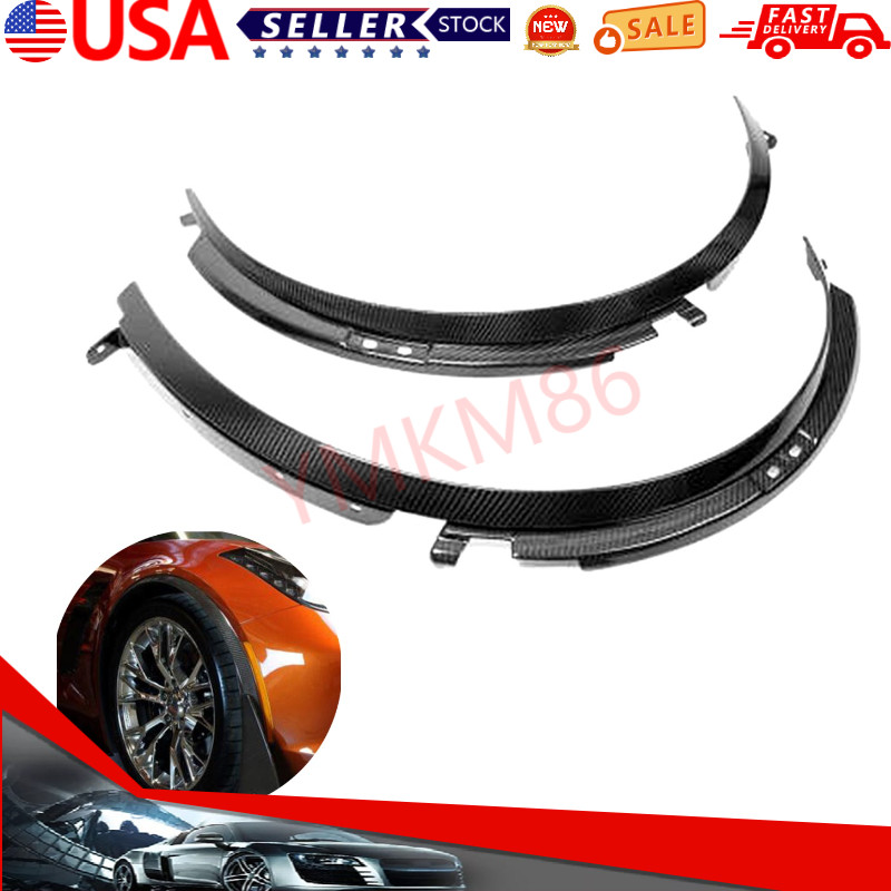 1 Pair Glossy Black Front Wheel Trim Fender Flares Kit For Corvette C7 2014-2019