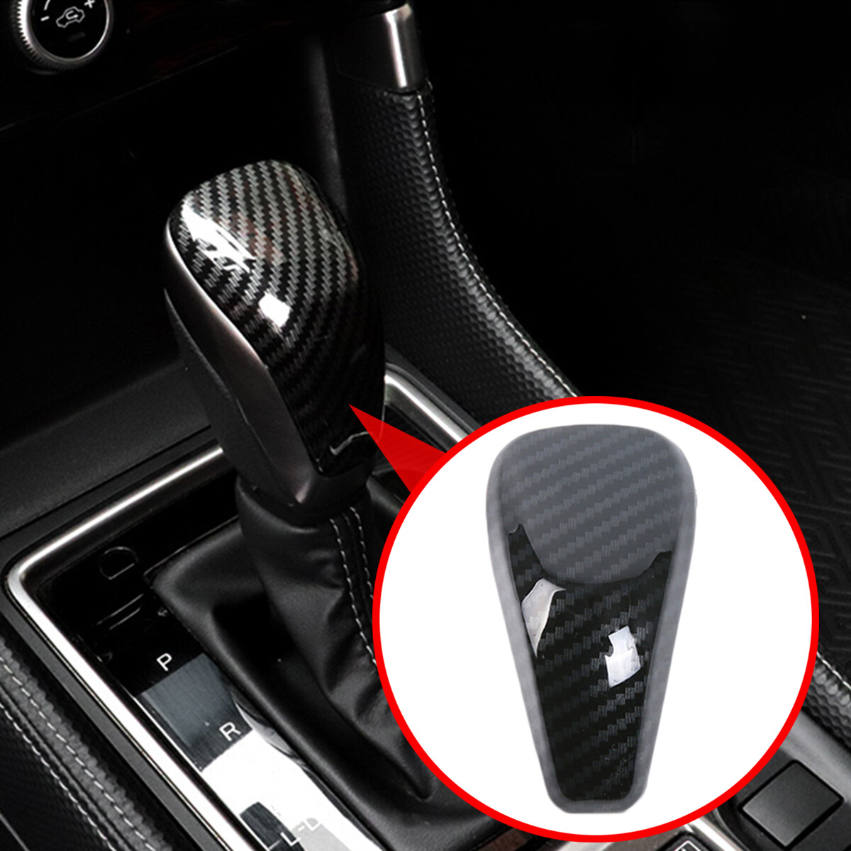 Carbine Fiber Gear Lever Shift Knob Cover Trim For Subaru Crosstrek XV 2018-2024 Carbine Fiber Gear Lever Shift Knob Cover Trim For Subaru Crosstrek XV 2018-2024