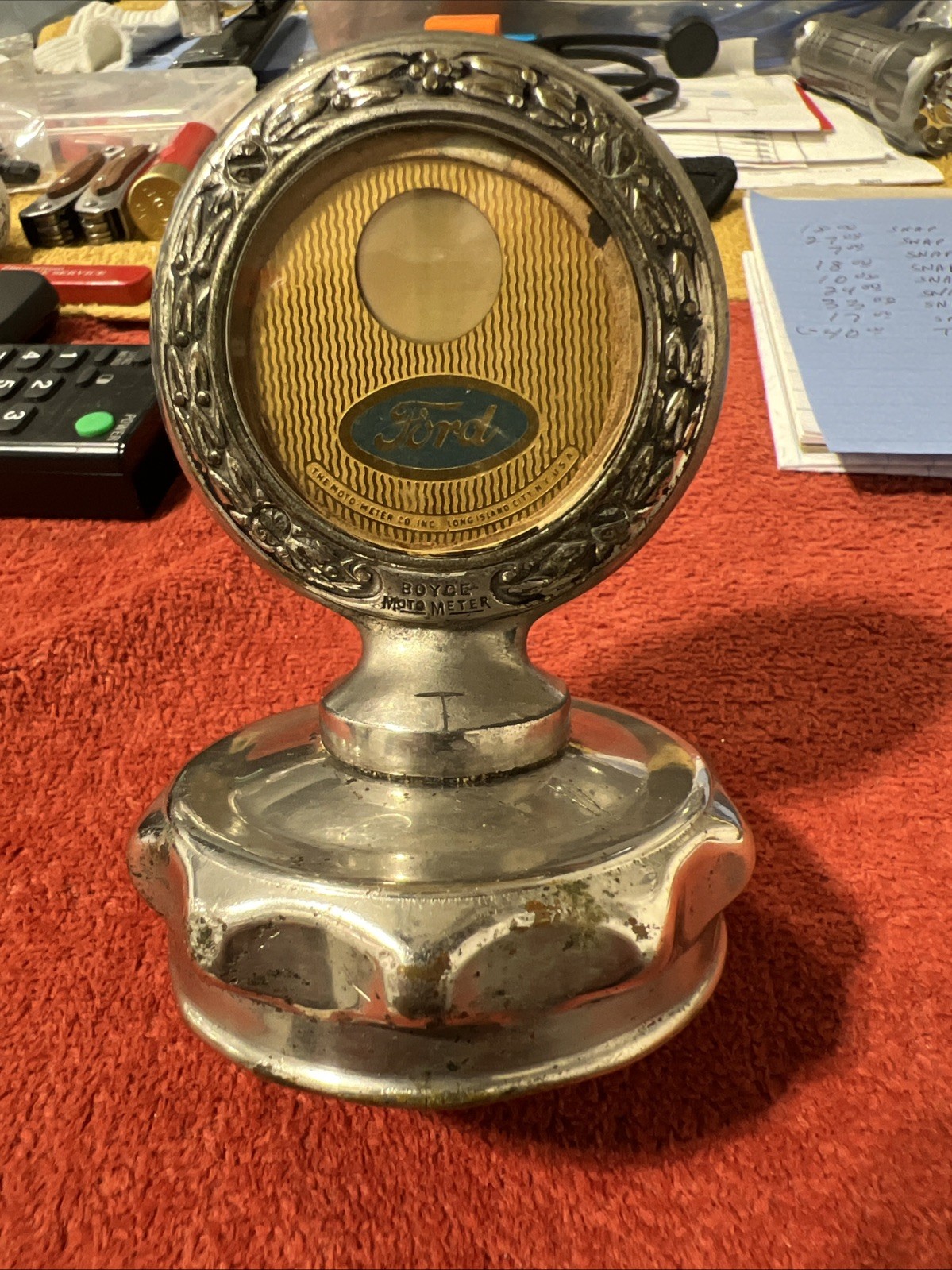 Antique Ford Boyce MotoMeter Radiator Temperature Gauge Deluxe Wreath Model A