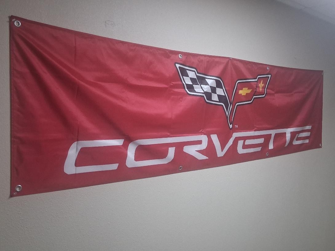 CORVETTE C6  2\' X 8\' FOOT FLAGS /BANNER 8 GROMMETS-LOOK C2 C3 C4 C5 C8C7 C8