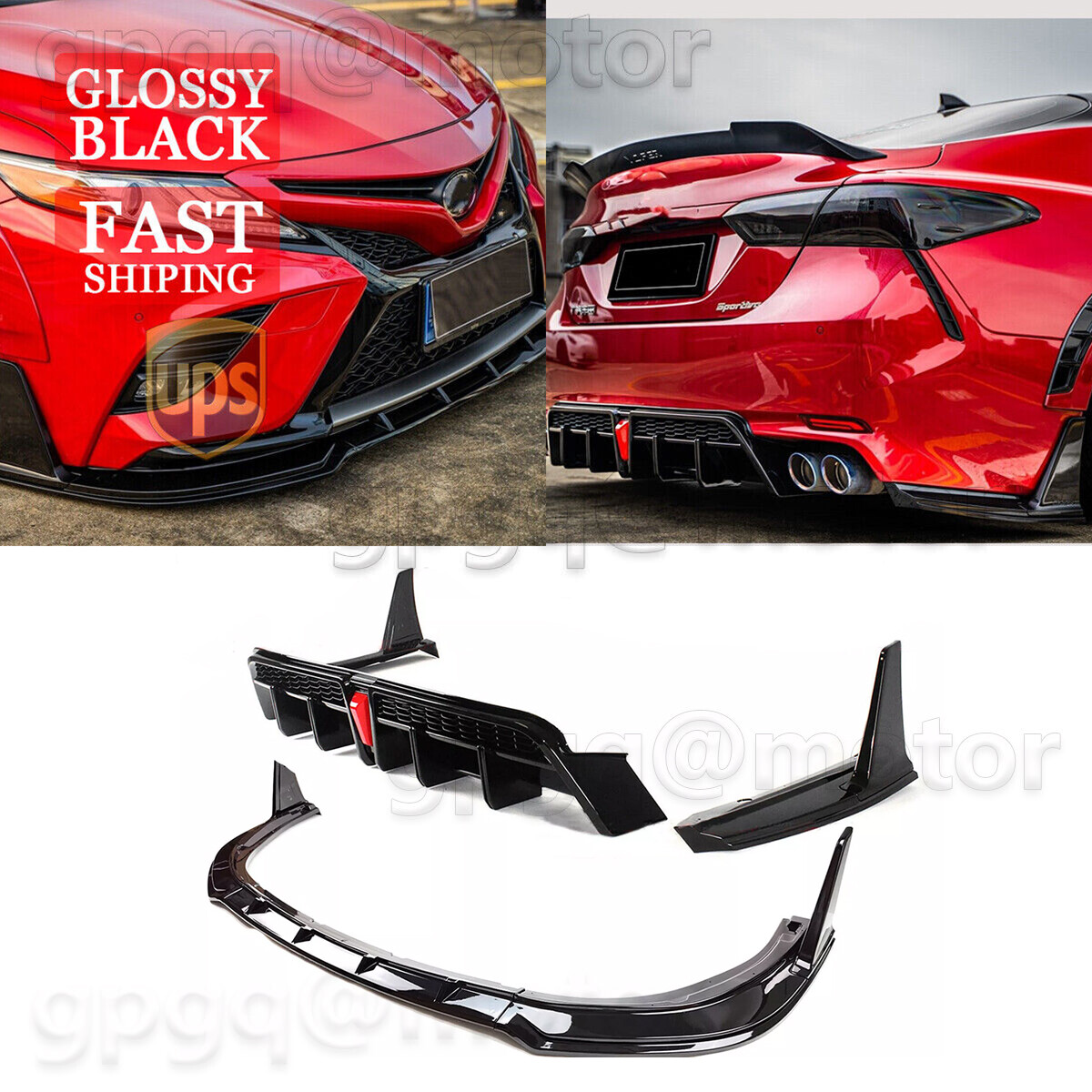 For Camry SE XSE 2018-24 Yofer V2 Style Winglet Front Lip & Rear Bumper Diffuser
