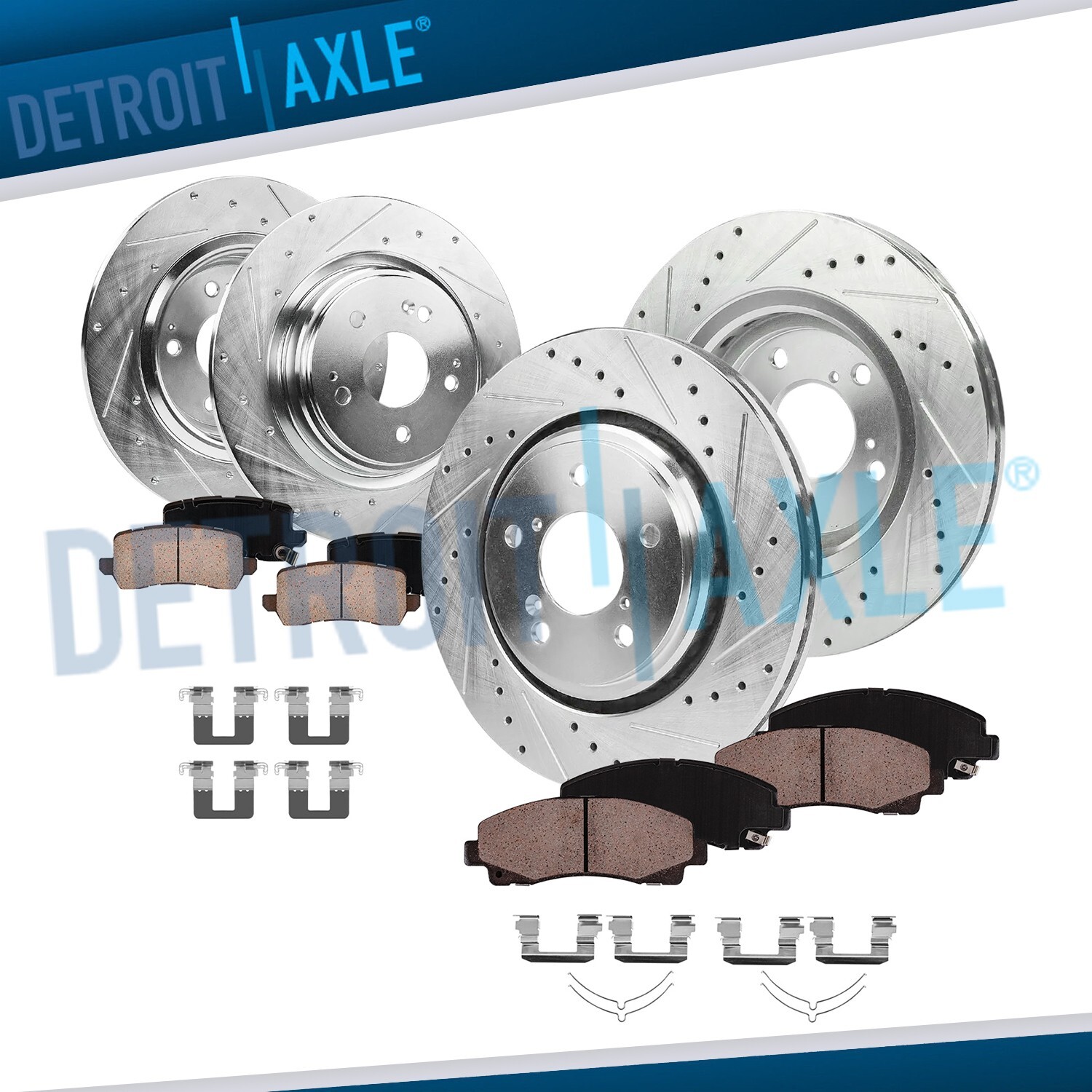 8pc Front Rear Drilled Brake Rotors and Brake Pads Kit for 2015 - 2020 Acura TLX