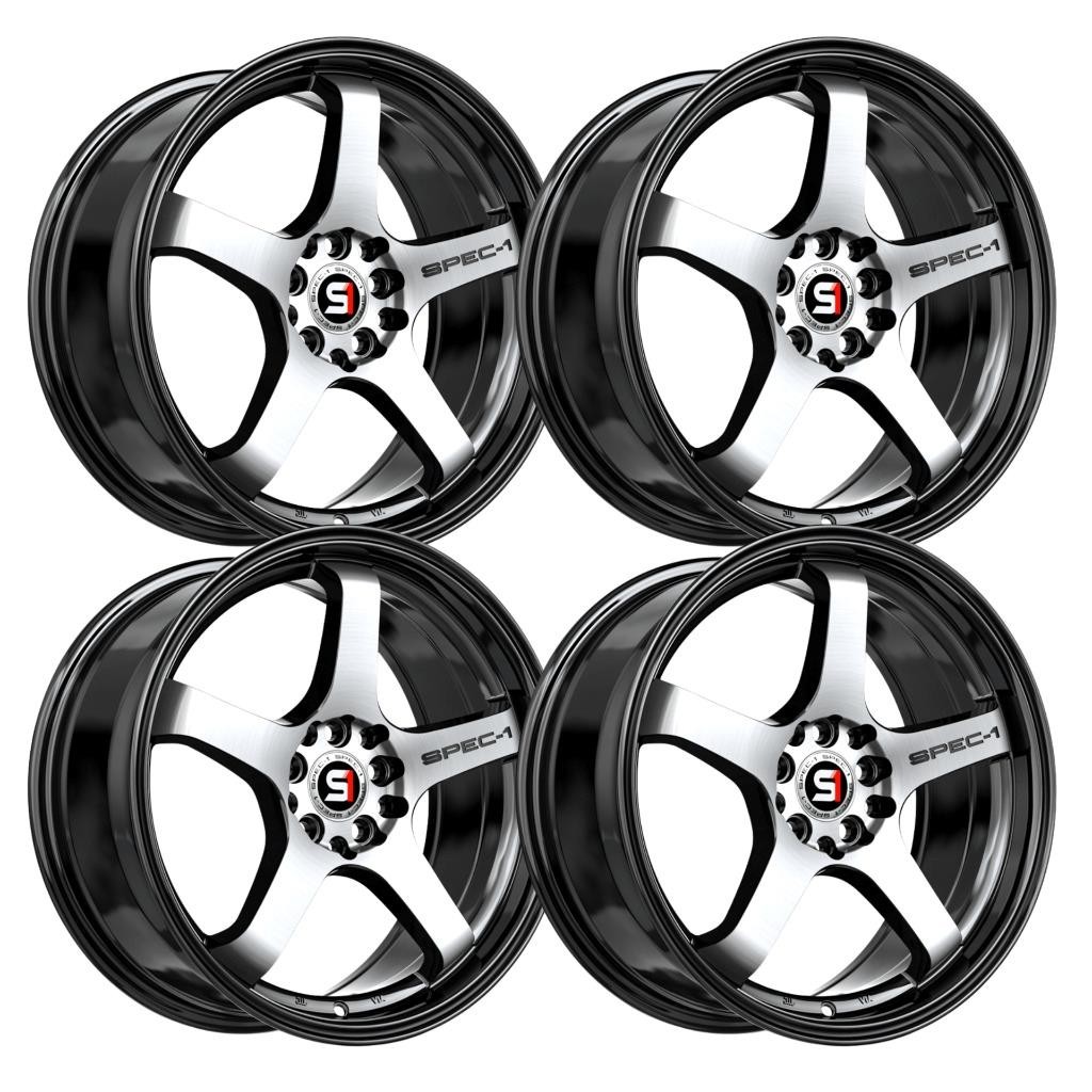 (Set-4) Spec-1 SPT-31 18x8.5 4x100/4x114.3 38mm Black Machined wheels rims 18