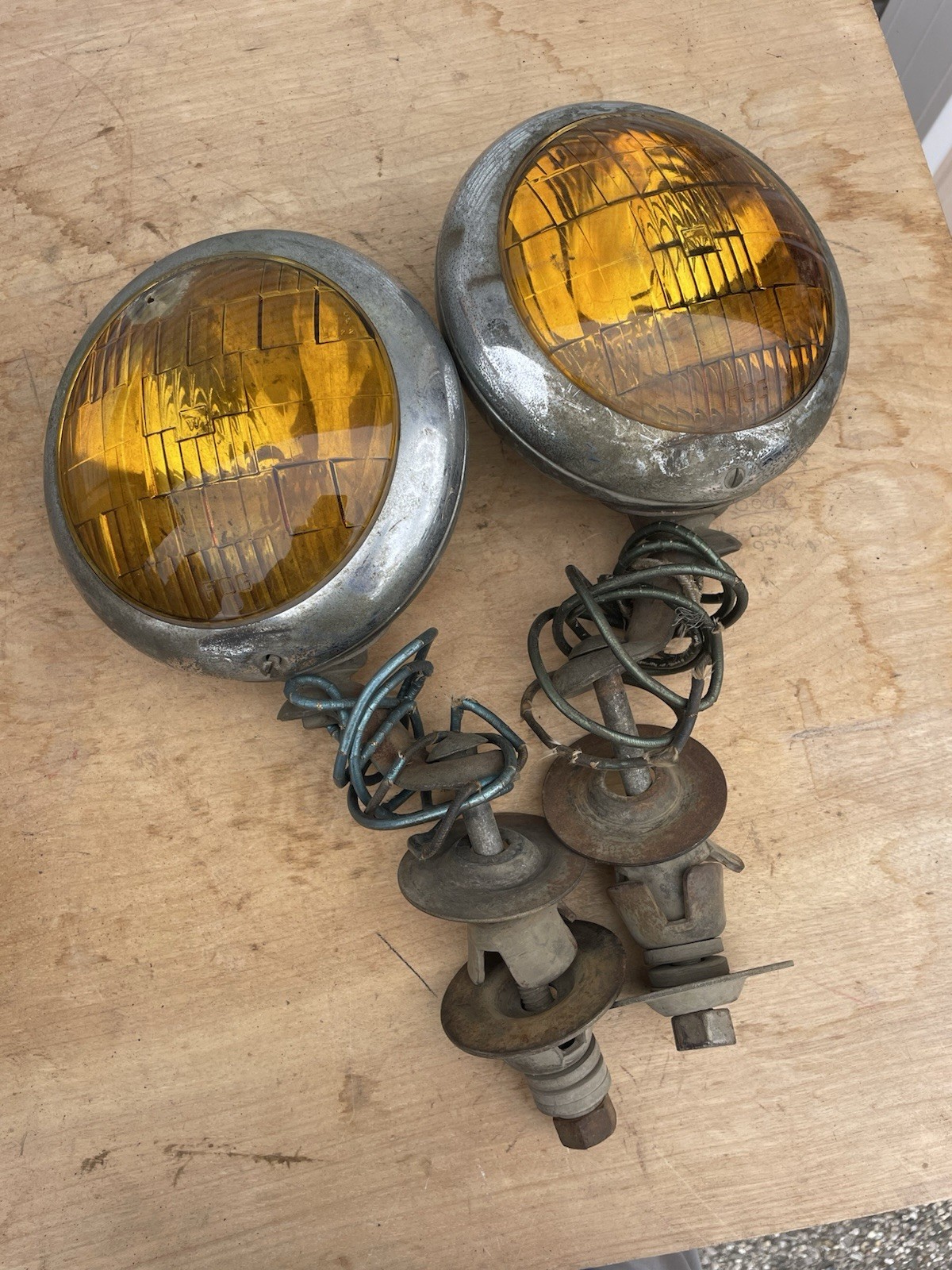 Vintage PAIR KD Saftee Fog Light Lamp 40s 50s 60s Chevy GM Accessory Car Truck 