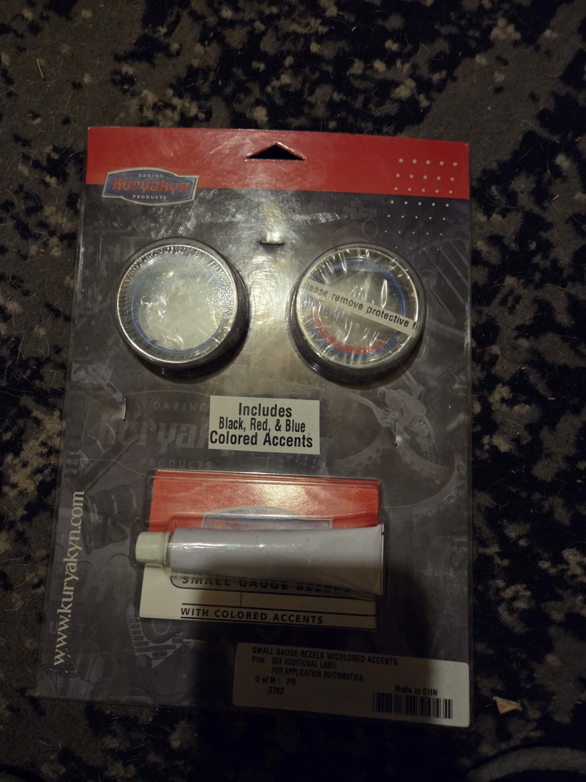 Kuryakyn - 3782 - Small Deluxe Gauge Bezels with Colored Accents