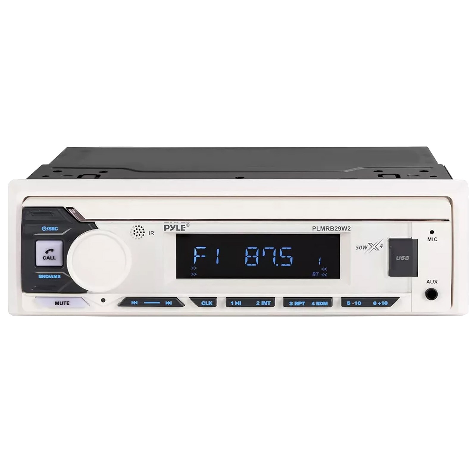 Pyle PLMRB29W2 Single DIN Marine Bluetooth USB/AUX MP3 Player AM/FM Receiver