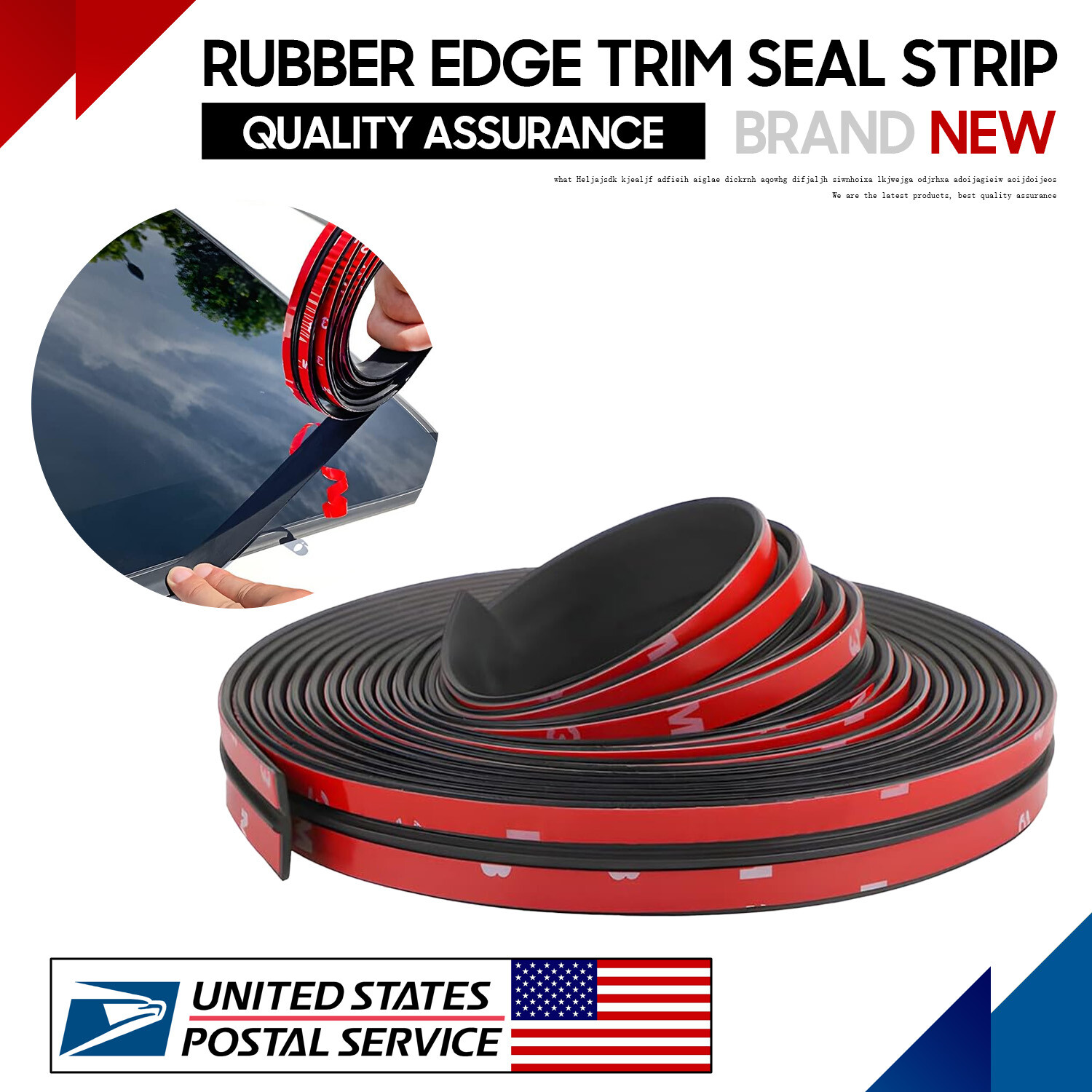 3M T-Shape Car Windshield Weather Seal Rubber Stripping Trim Leak Sound Proofing