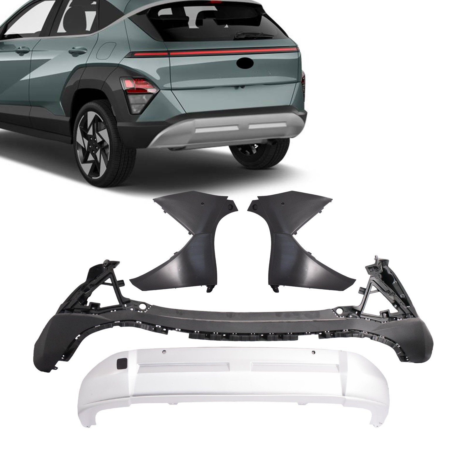 Fits Hyundai Kona 2024-2025 Rear Bumper Cover With Sensor Hole
