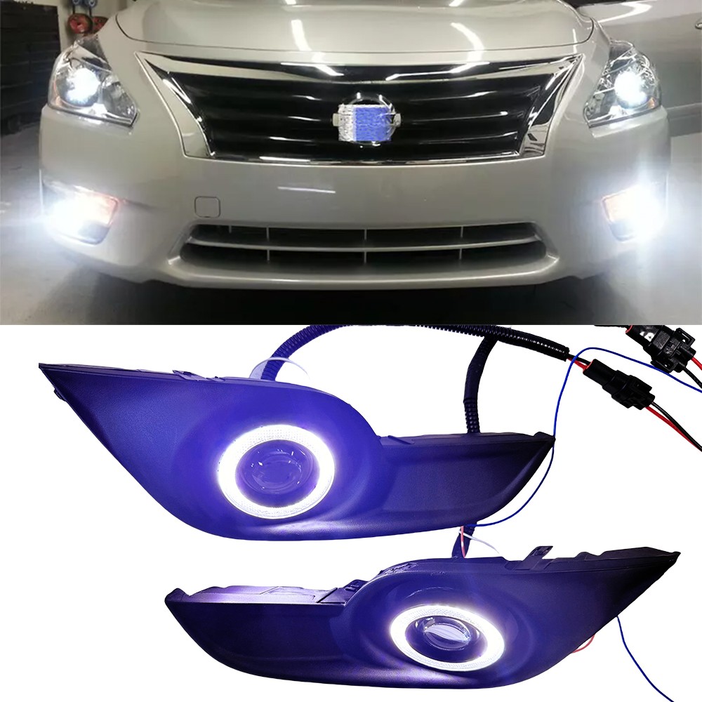 White Halo LED DRL Fog Lights Angel Eye Ring Kit For 2013-2015 Nissan Altima L&R