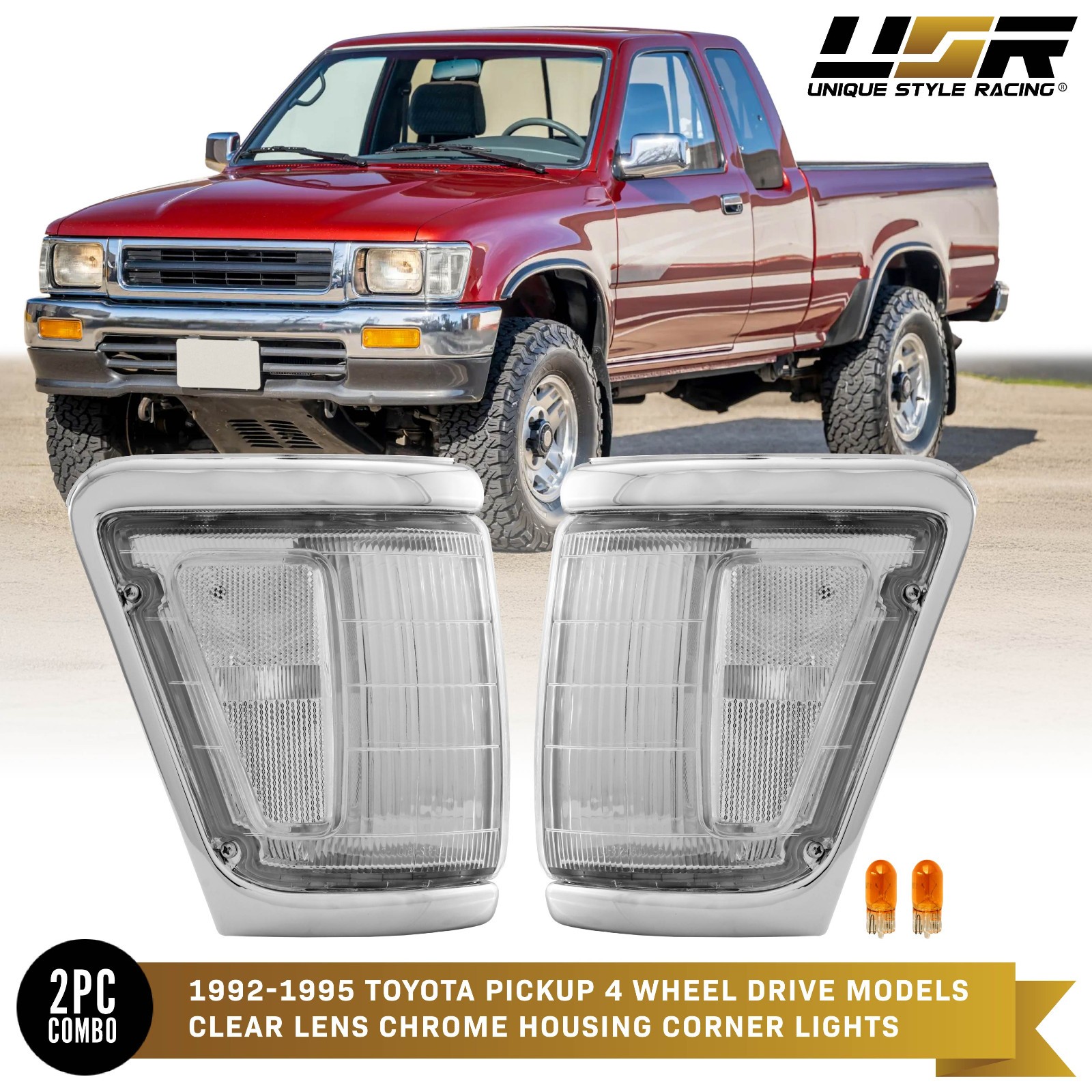 DEPO Pair of Clear Lens Front Corner Light For 1992-1995 Toyota Pickup Truck 4WD DEPO Pair of Clear Lens Front Corner Light For 1992-1995 Toyota Pickup Truck 4WD