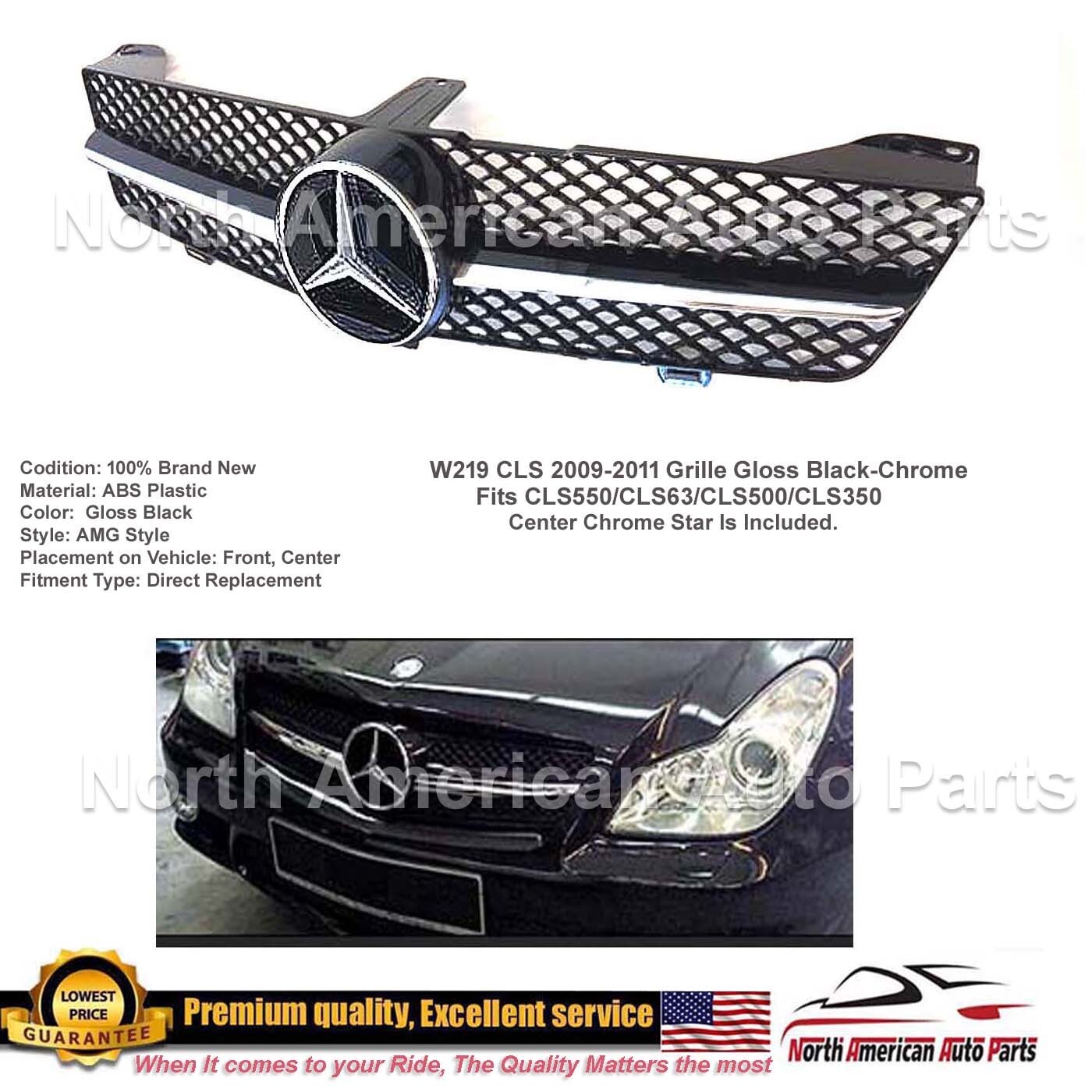 CLS550 CLS63 Black Glossy Grille Facelift Bumper Star 2009-2011 CLS500 New CLS550 CLS63 Black Glossy Grille Facelift Bumper Star 2009-2011 CLS500 New